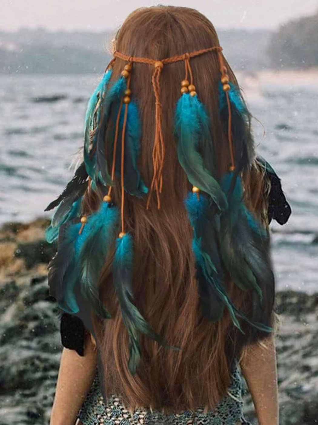 Boho Feather Headband Hippie Headpiece Gypsy Indian Costume Headdress Hair Acces