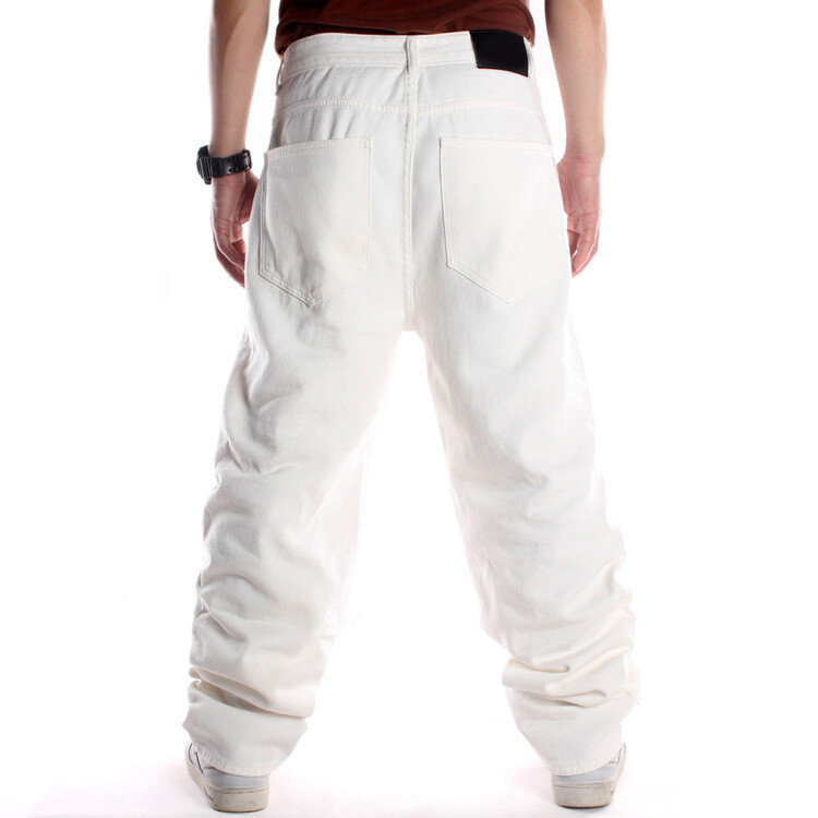 Men’s White Jeans Hip hop Pants Baggy Trousers Oversized 32 34 36 38 40 42 44 46