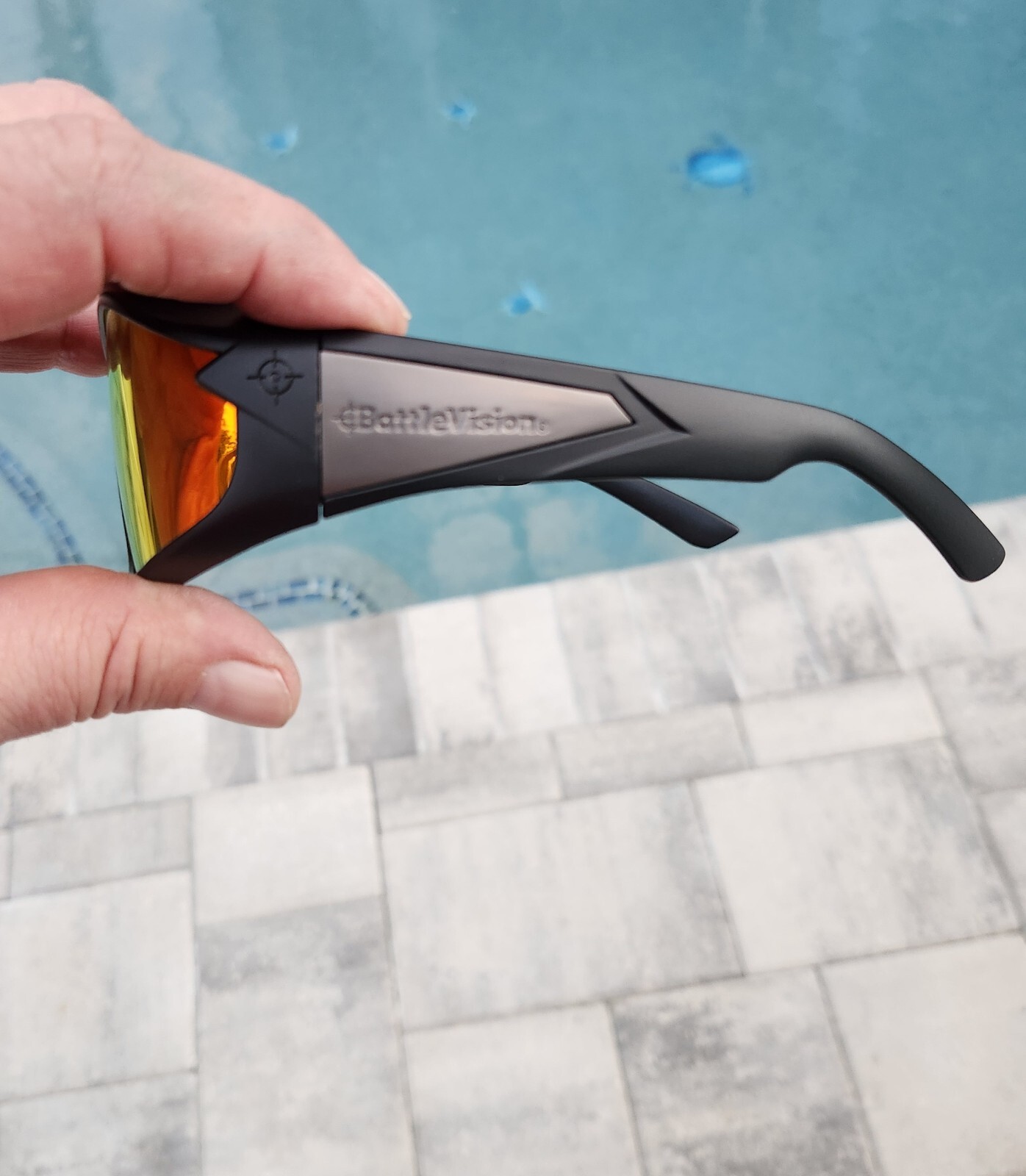 Battle Vision Sunglasses Unisex Shield Red Gold Lens