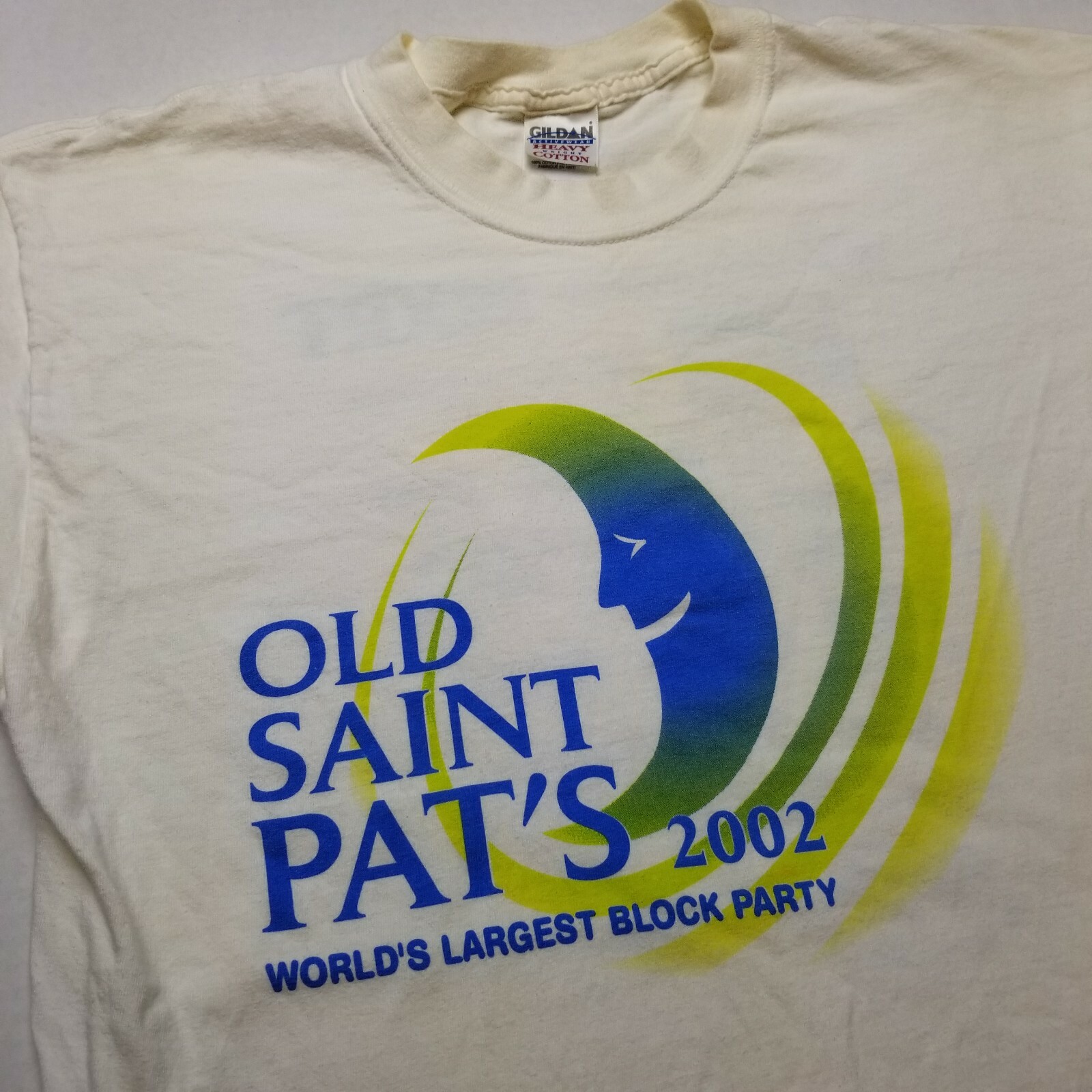 Vtg 2002 Old Saint Pat’s T-Shirt Mens L Worlds Largest Block Party Moon Y2k K9