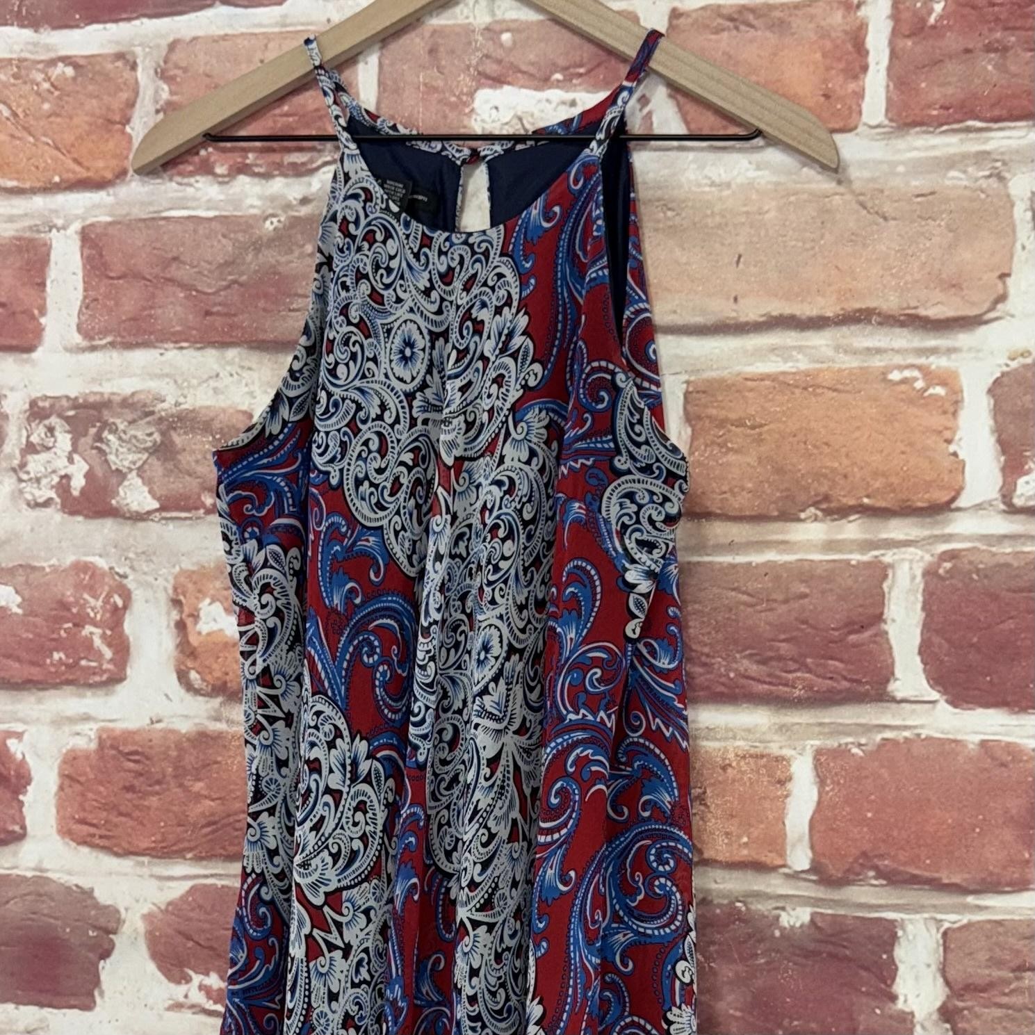 INC Dress Womens Multicolor Medium Boho Floral Asymmetric Casual Halter Sundress