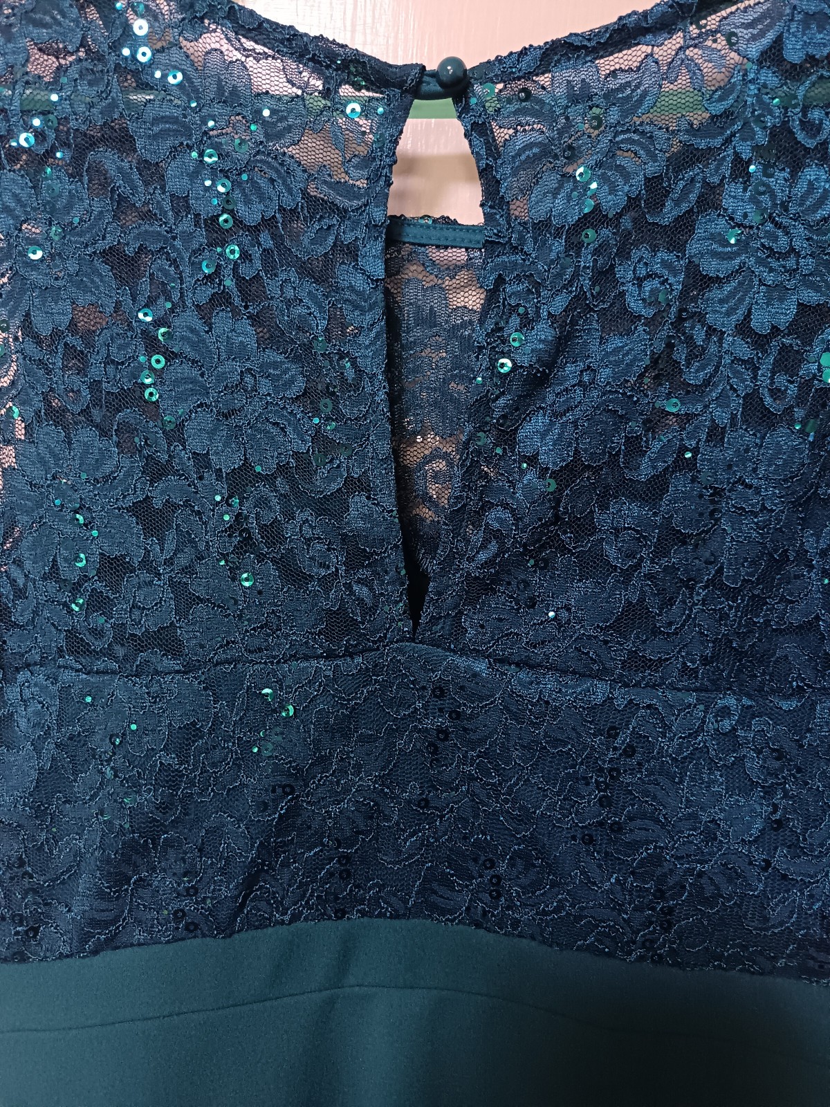 Quiz teal/jade sequin lace bodice wedding Occasion Pencil Dress UK16
