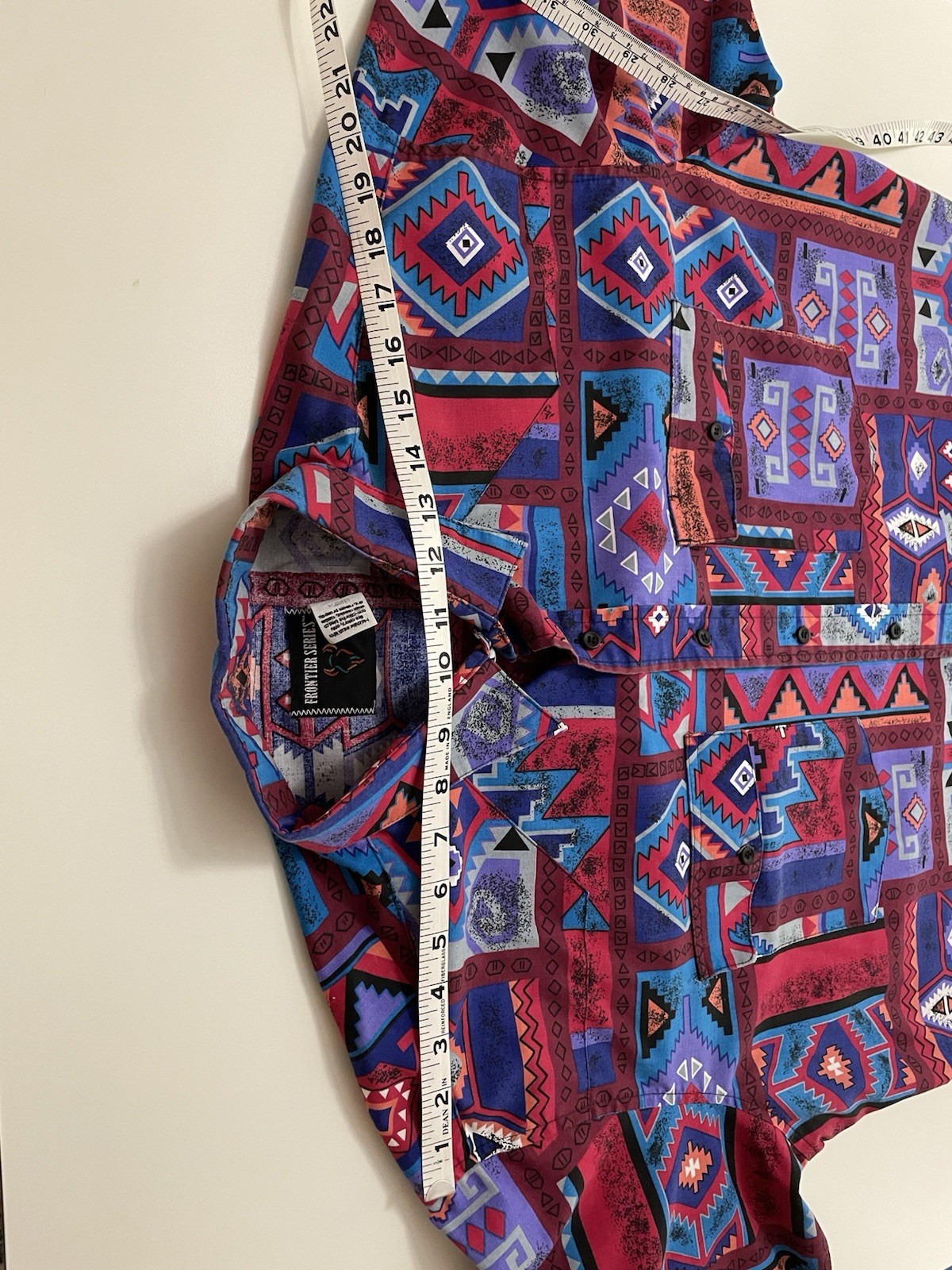 VTG 80s 90s Southwestern Aztec Rodeo Cowboy Tejano Button Up Shirt USA Made XL