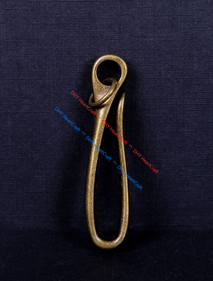 5pc 68*16mm Big Retro Brass KeyChain Key Ring Belt U Hook Wallet Chain Fish Hook
