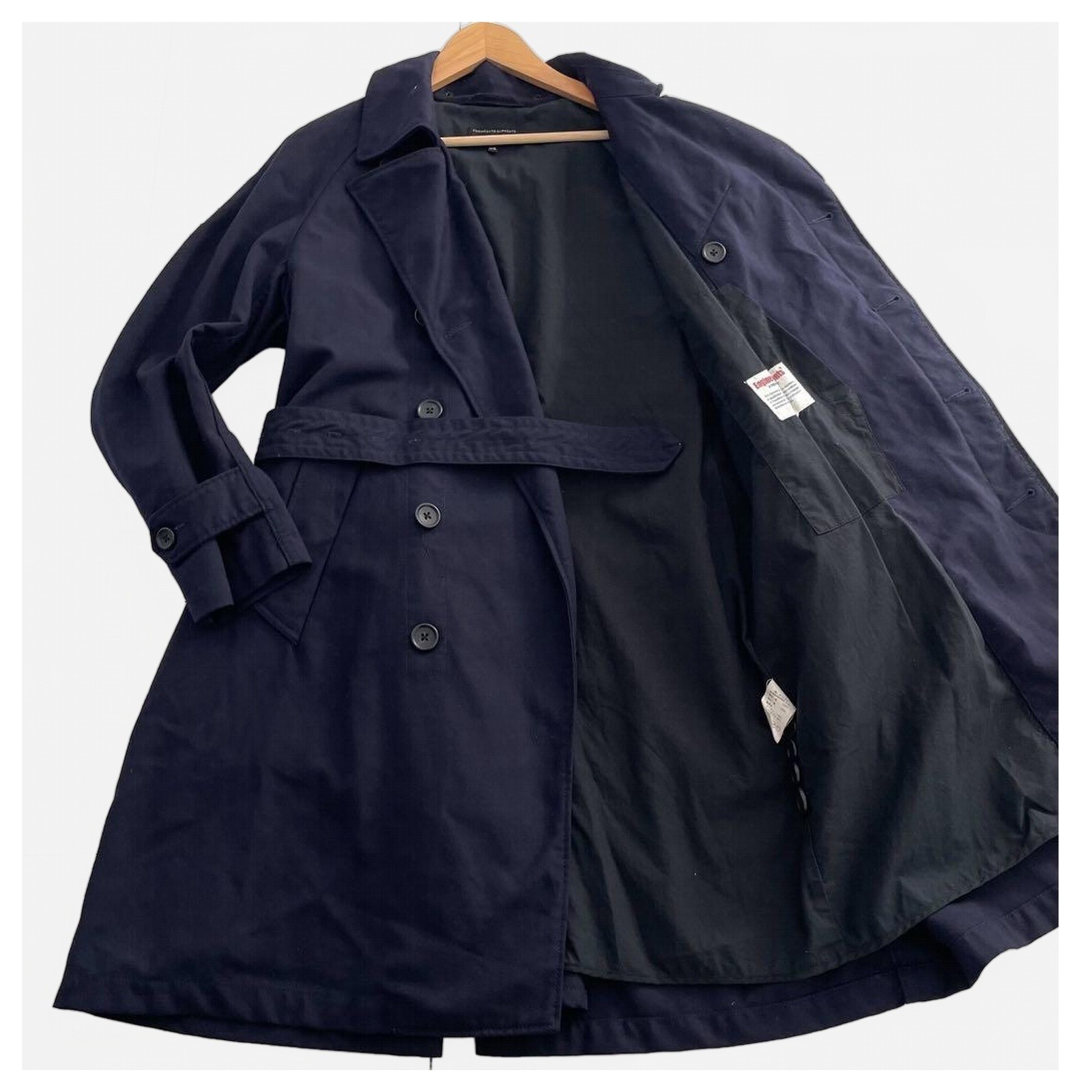 Rare Engineered Garments Navy Trench Coat Belted Wool Cotton M Fit Japan F/S