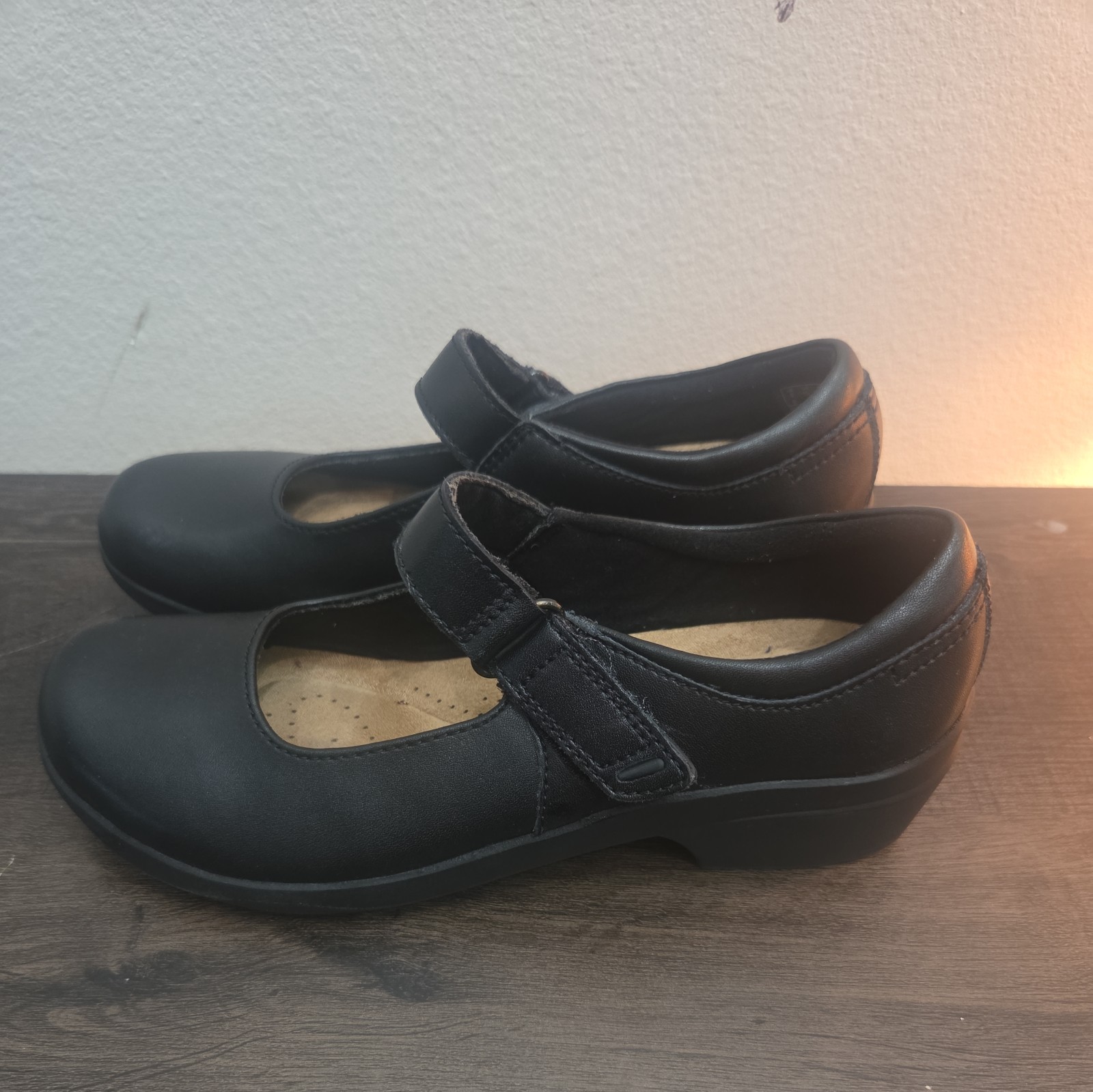 Clarks Womens 6.5 Talene Ave Black Leather Non Slip Mary Jane Shoes