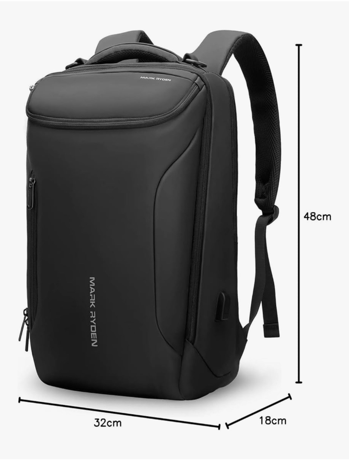MARK RYDEN Business Backpack for Men, Waterproof, USB Port, Fits 17.3” Notebook