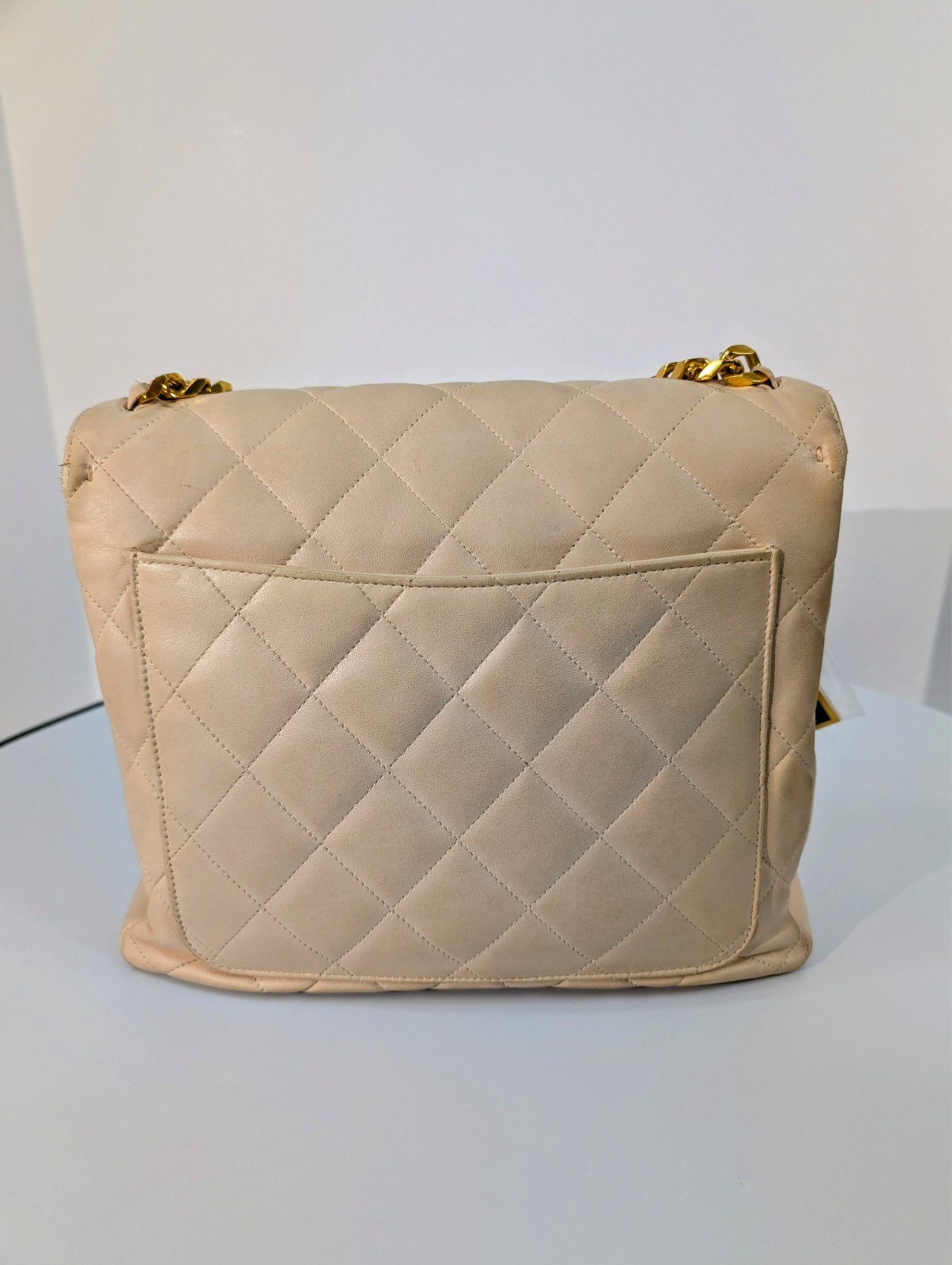 Chanel Vintage Lambskin CC Flap Shoulder Bag with 24K Gold-Plated Logo Chain