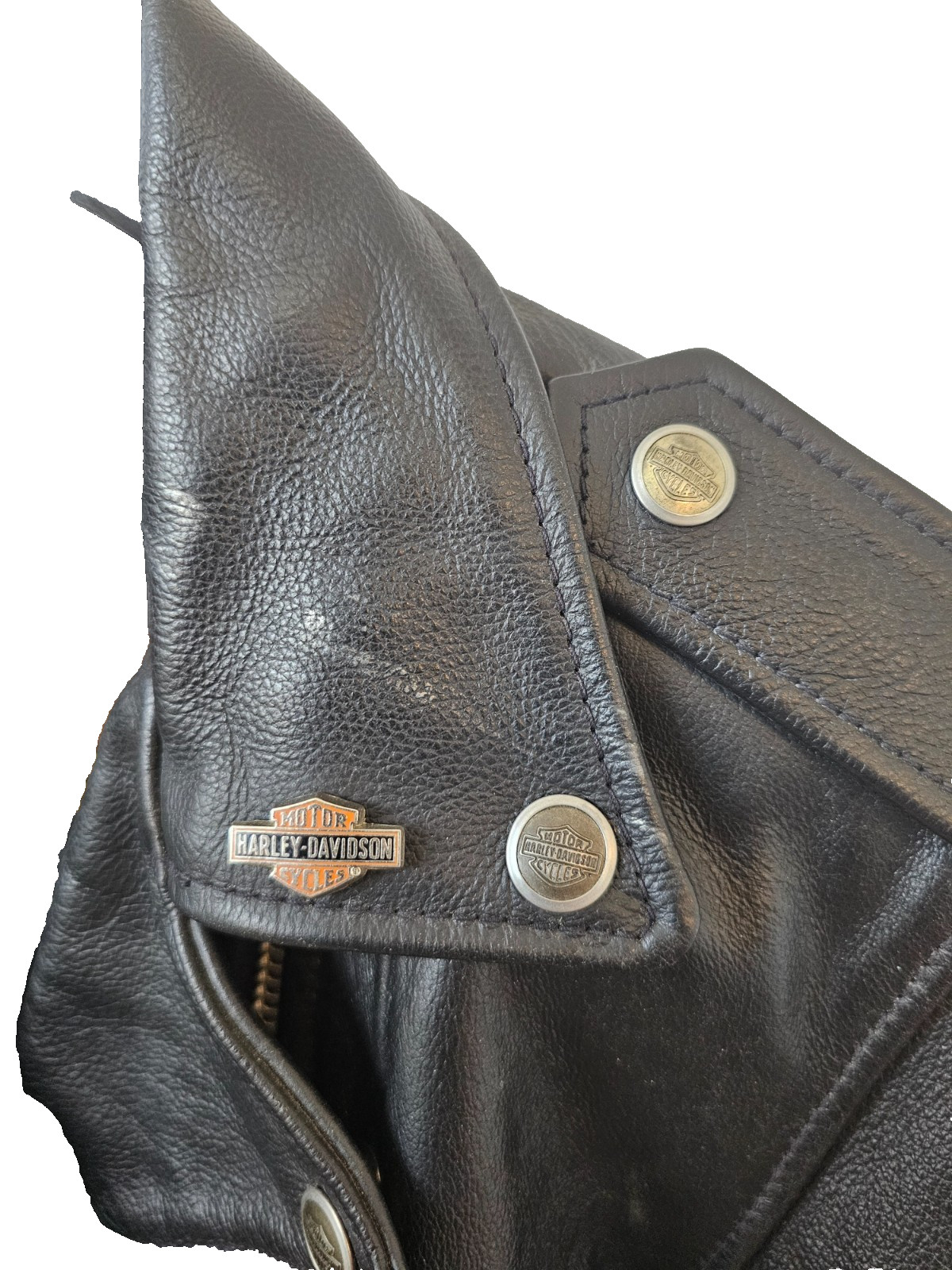 Harley Davidson Womens Small Black Leather Moto Biker Riding Jacket USA Zip YKK