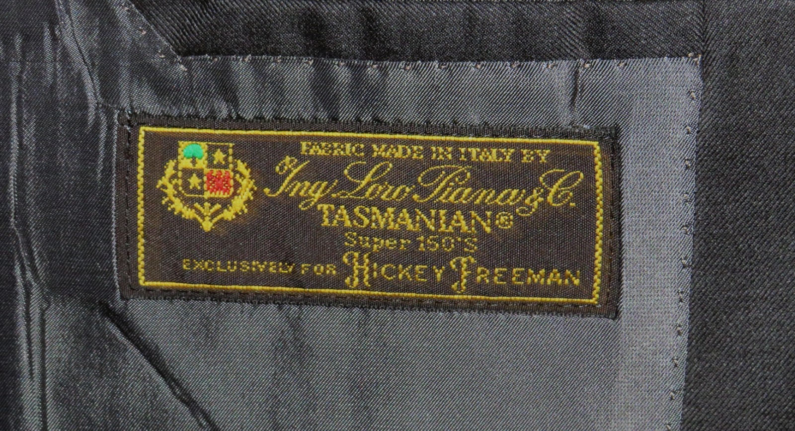 Hickey Freeman Beacon Loro Piana 150 Yellow Label Solid Charcoal Suit Jacket 40R