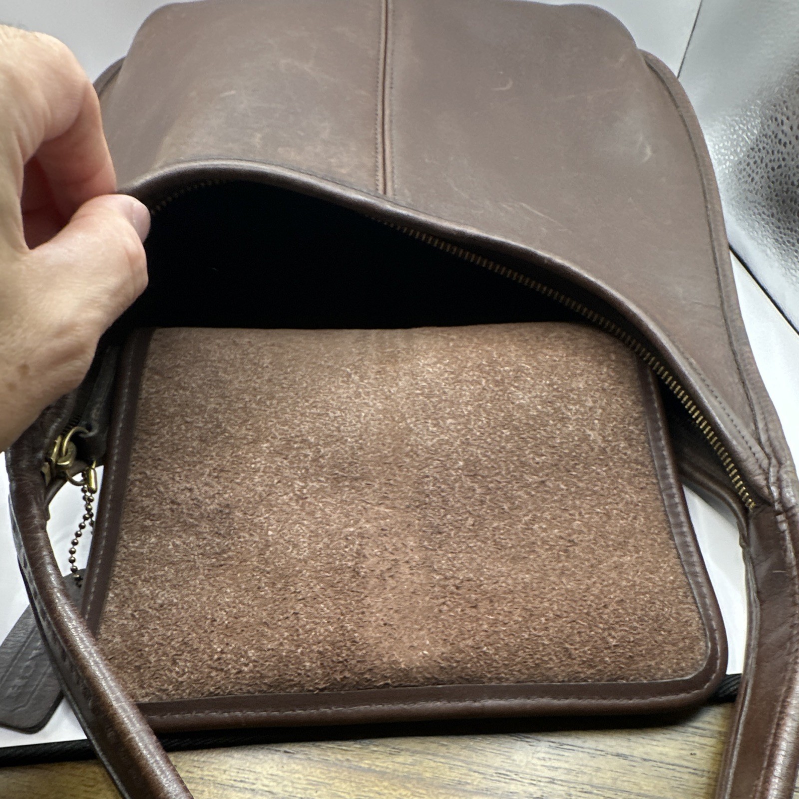 vintage Coach Ergo Zip Hobo Shoulder Bag crafted from mahogany brown leather.