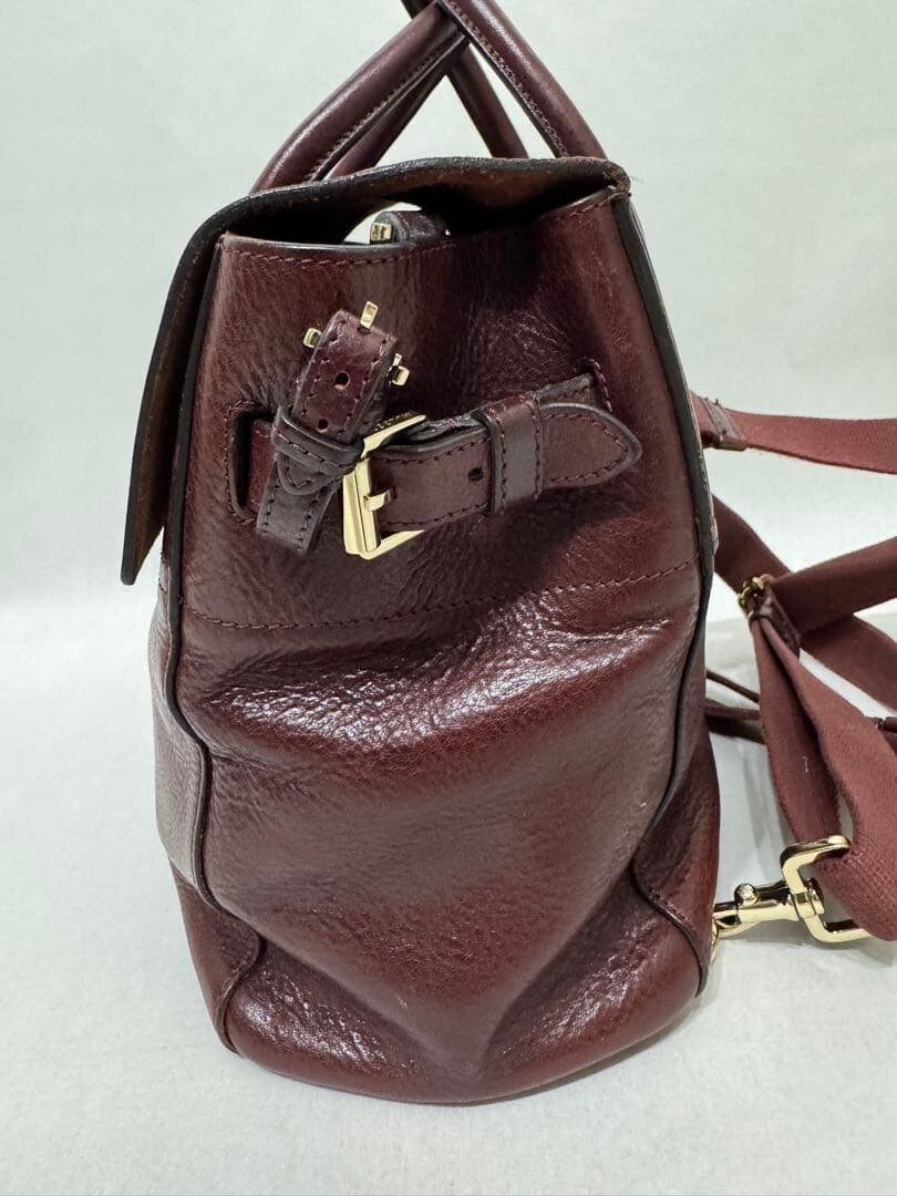 Mulberry Bayswater Cara Delevingne Lion Heart Bordeaux 3 Way Backpack Auth