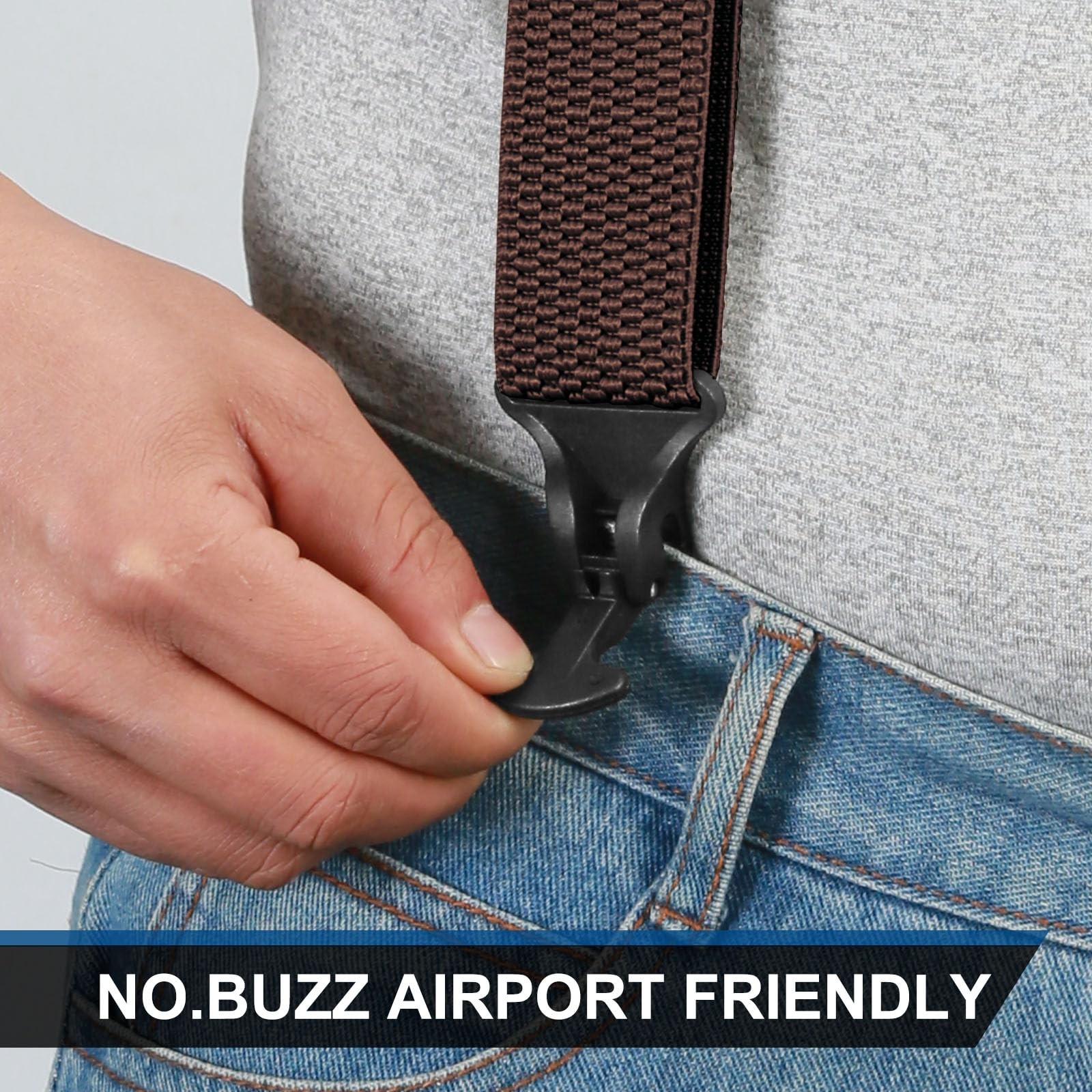 Heavy Duty Suspenders Men Hidden Plastic Clasp Braces Trousers Work Airport Frie