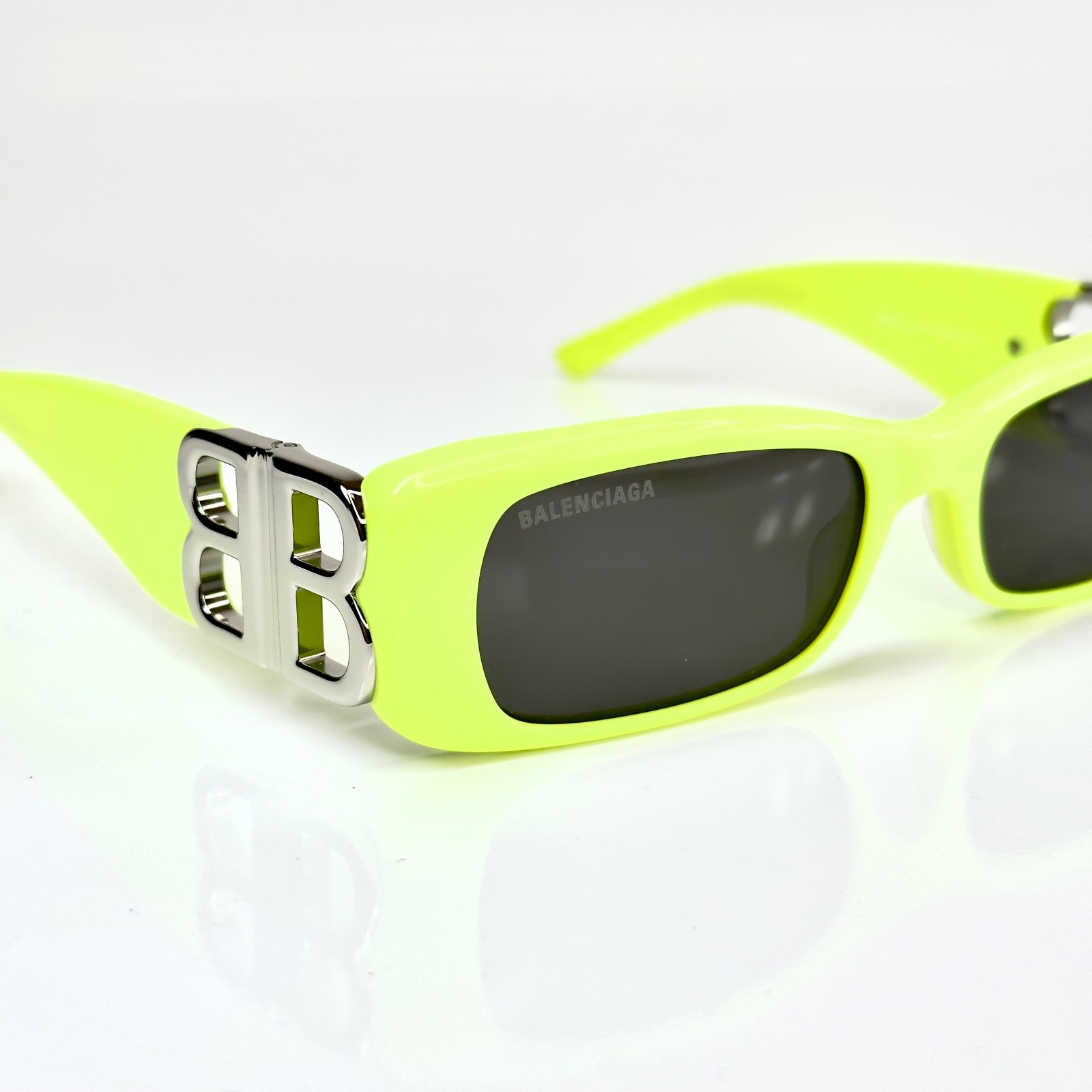 BALENCIAGA BB0096 DYNASTY 0096 Neon Fluo Yellow 008 Fashion BB Narrow Sunglasses