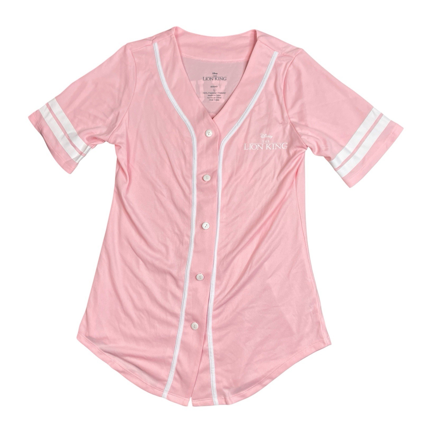 Disney Lion King Baseball Jersey Womens L Pink Button Front Hakuna Matata Shirt