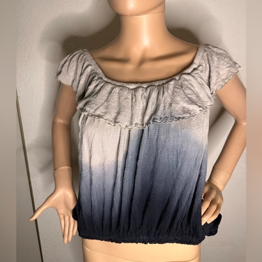 FREE People Boho Ombre Ruffle Off The Shoulder Top EUC. Medium