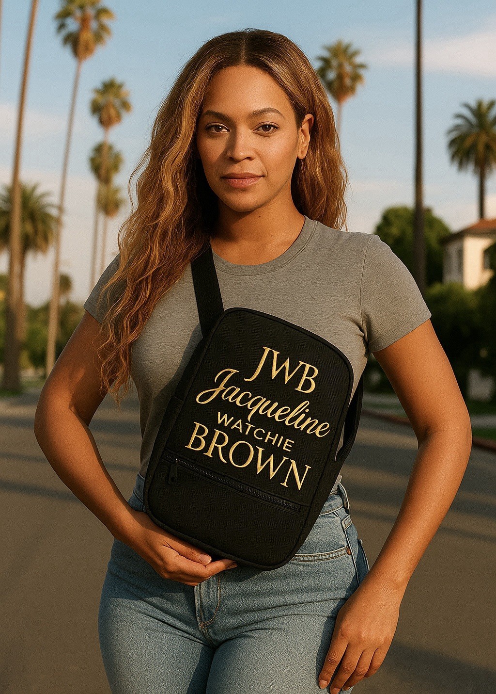 customBags – Jacqueline watchie Brown “JWB” Monogram -small, Crossbody.
