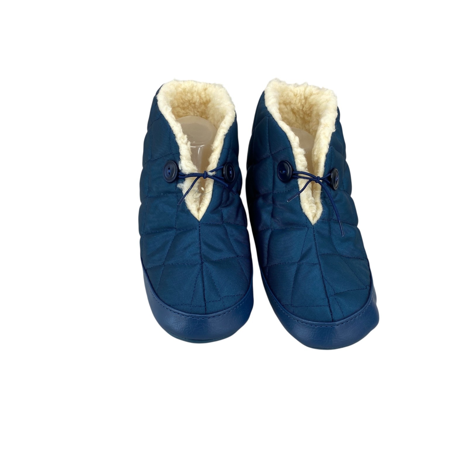 1980s Vintage Womens Blue Bootie Slippers Soft Sole House Shoes Sz Medium (7-8)