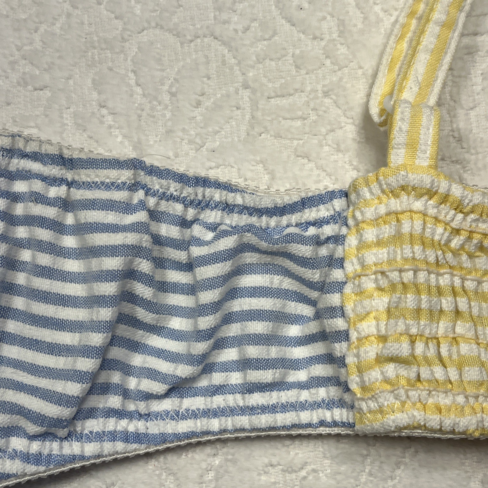 Eileen West Bra Women 34C Underwire Seersucker 75-618 Demi Unpadded Preppy Retro