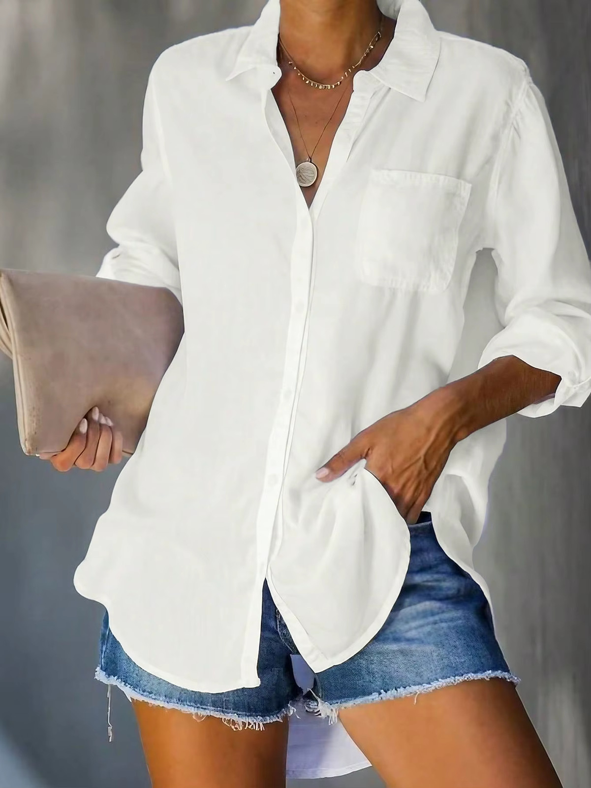 Women’s Cotton Linen Button Down Shirt Long Sleeve Casual Loose Blouse Top