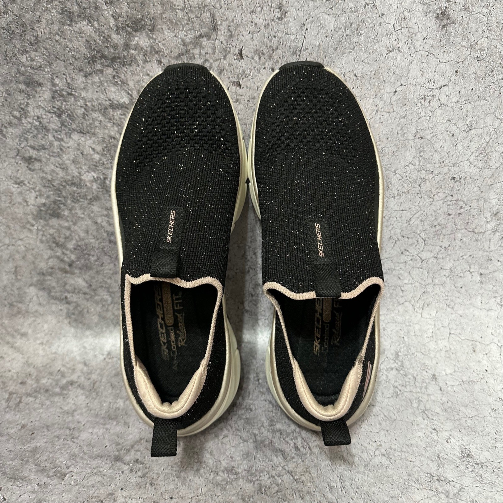 Skechers D’Lux Walker 2.0 Sneakers Womens 8.5 Glitter Sparkle Forever Slip On