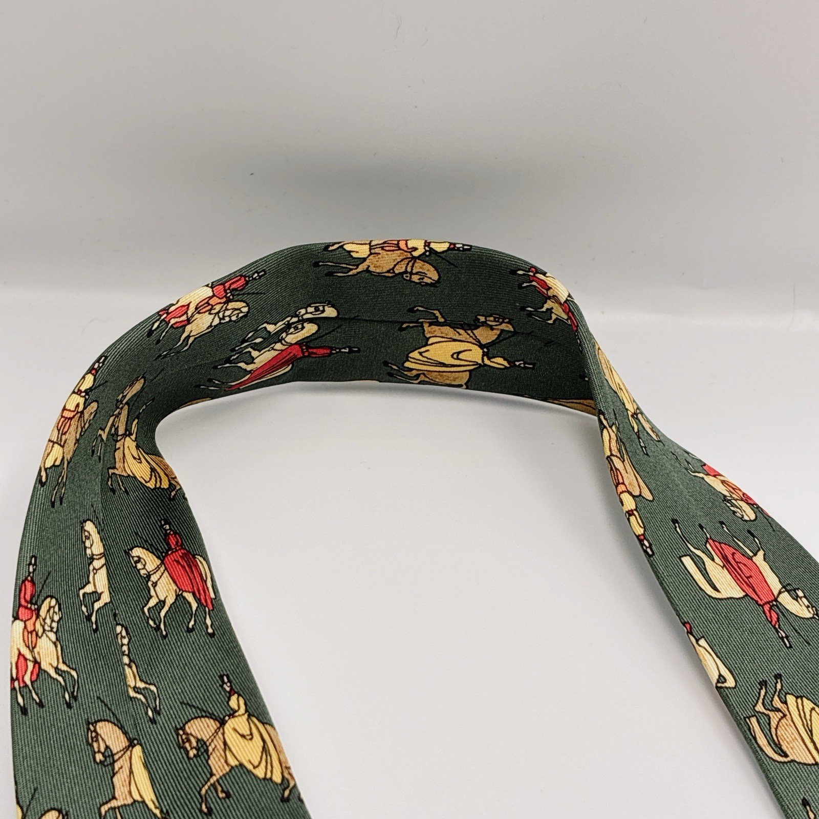 Vintage Hermès Tie, Horse, Horseback Riding, 7413HA, 100% Silk, W: 3.5 in