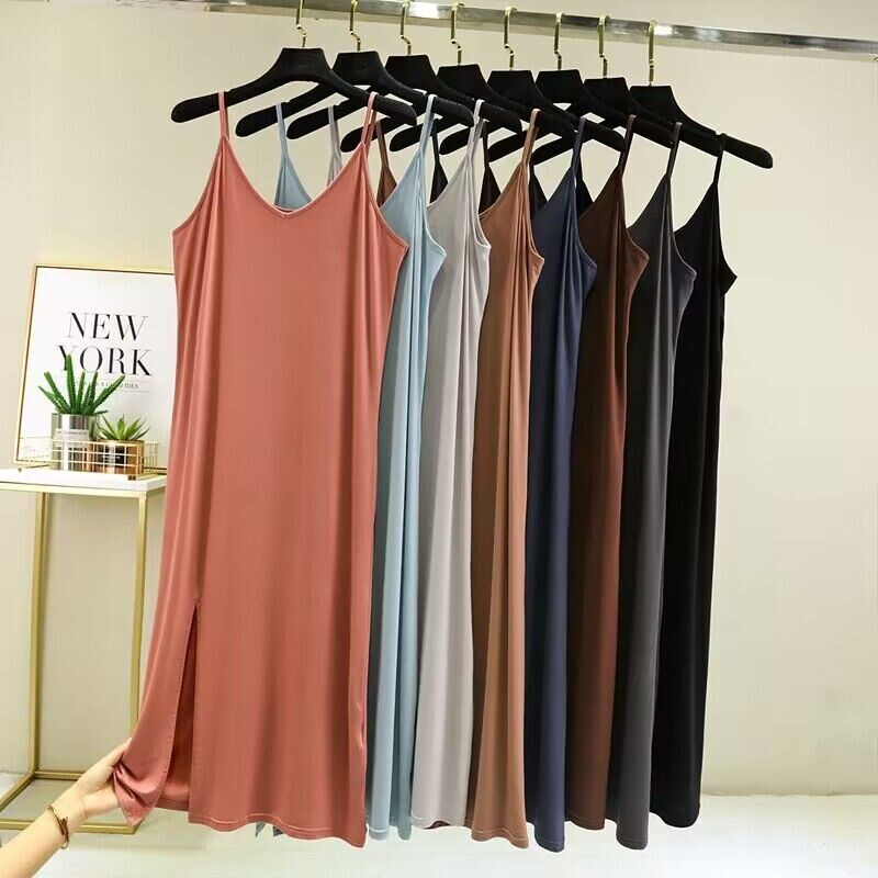 Women Modal Cotton Sleeveless Nightgown Sling Sleep Dress Casual Sleepwear