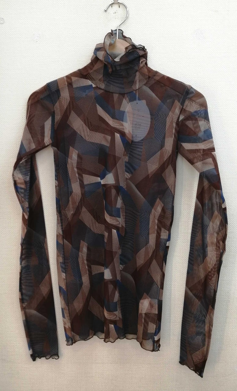 FUMIE=TANAKA Sheer Blouse All-Over Pattern Brown Size 1