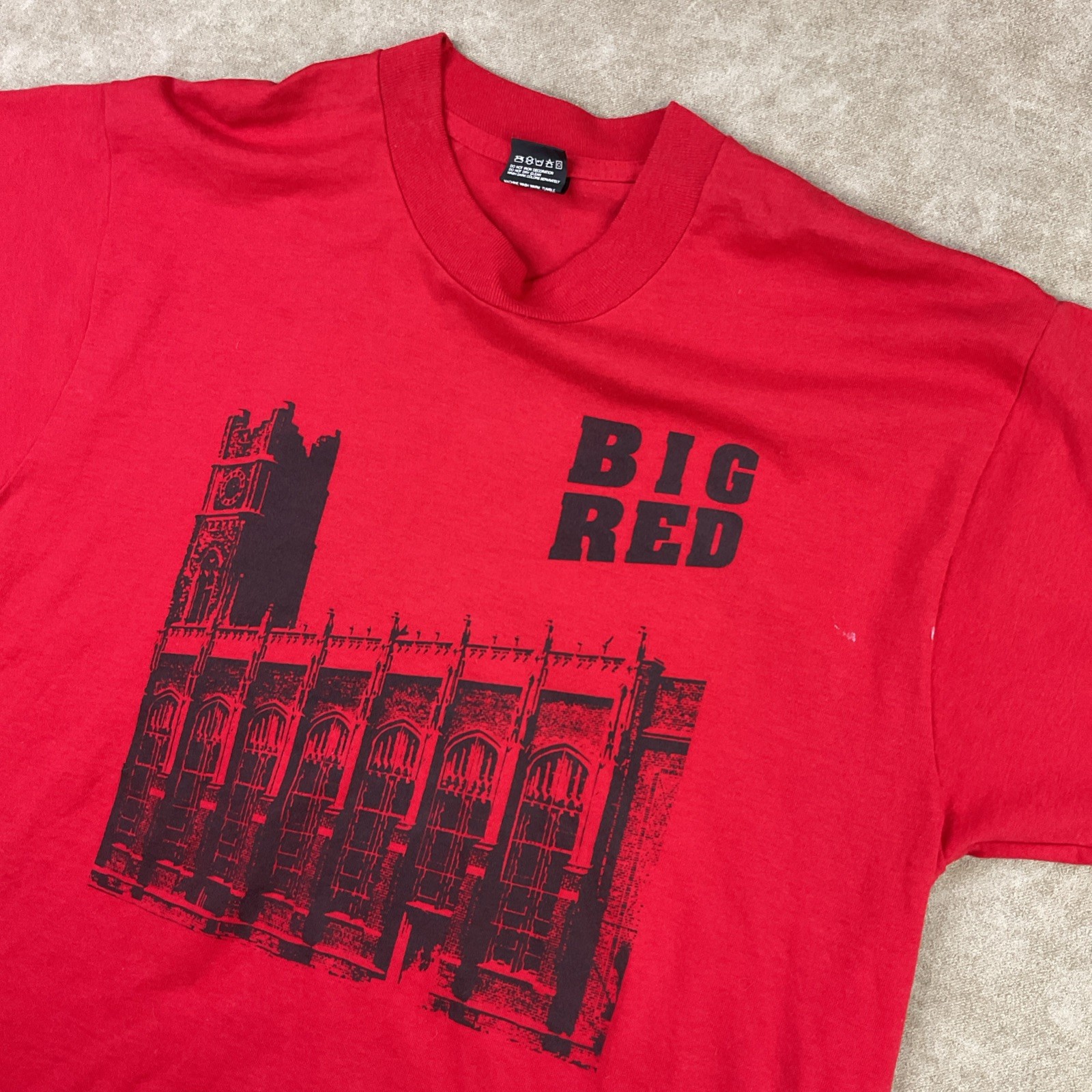 Vintage Big Red T-Shirt Sz L Western University 80s 90s Single Stitched 50/50