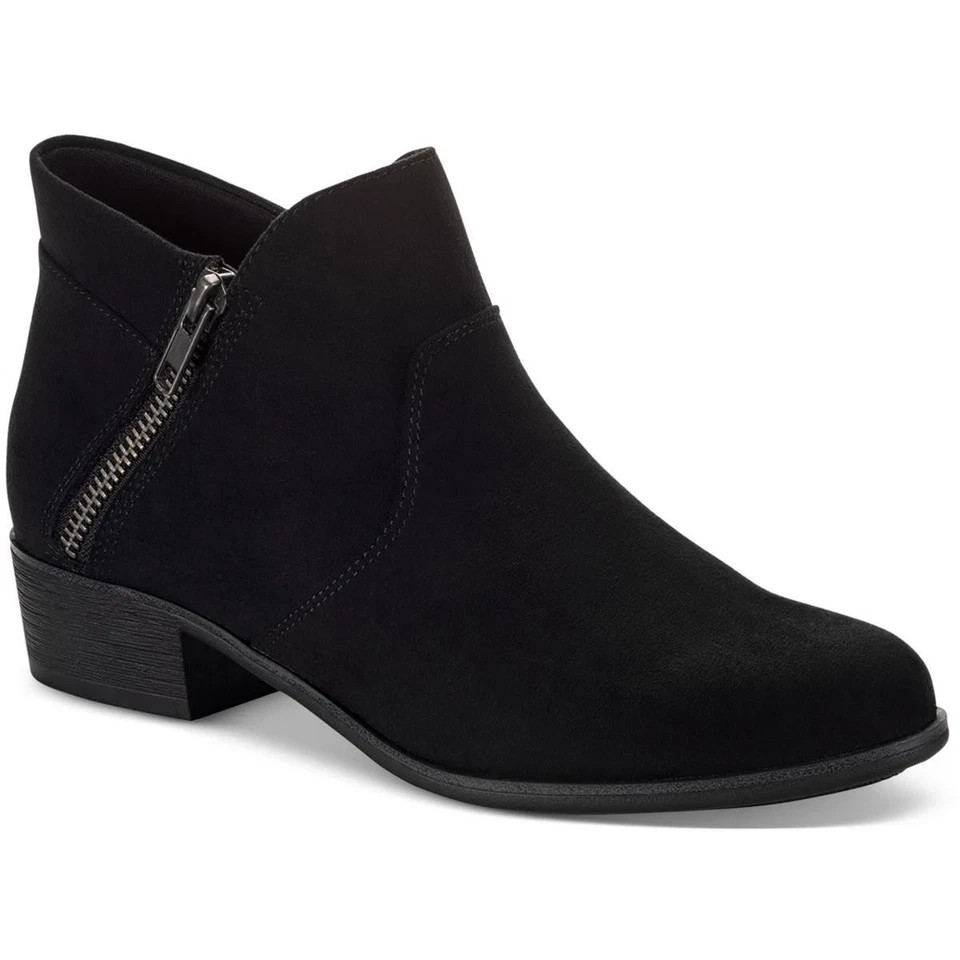 Sun + Stone Women’s Black Mirco Adelinee Double Zip Ankle Booties Shoe Size 9.5W