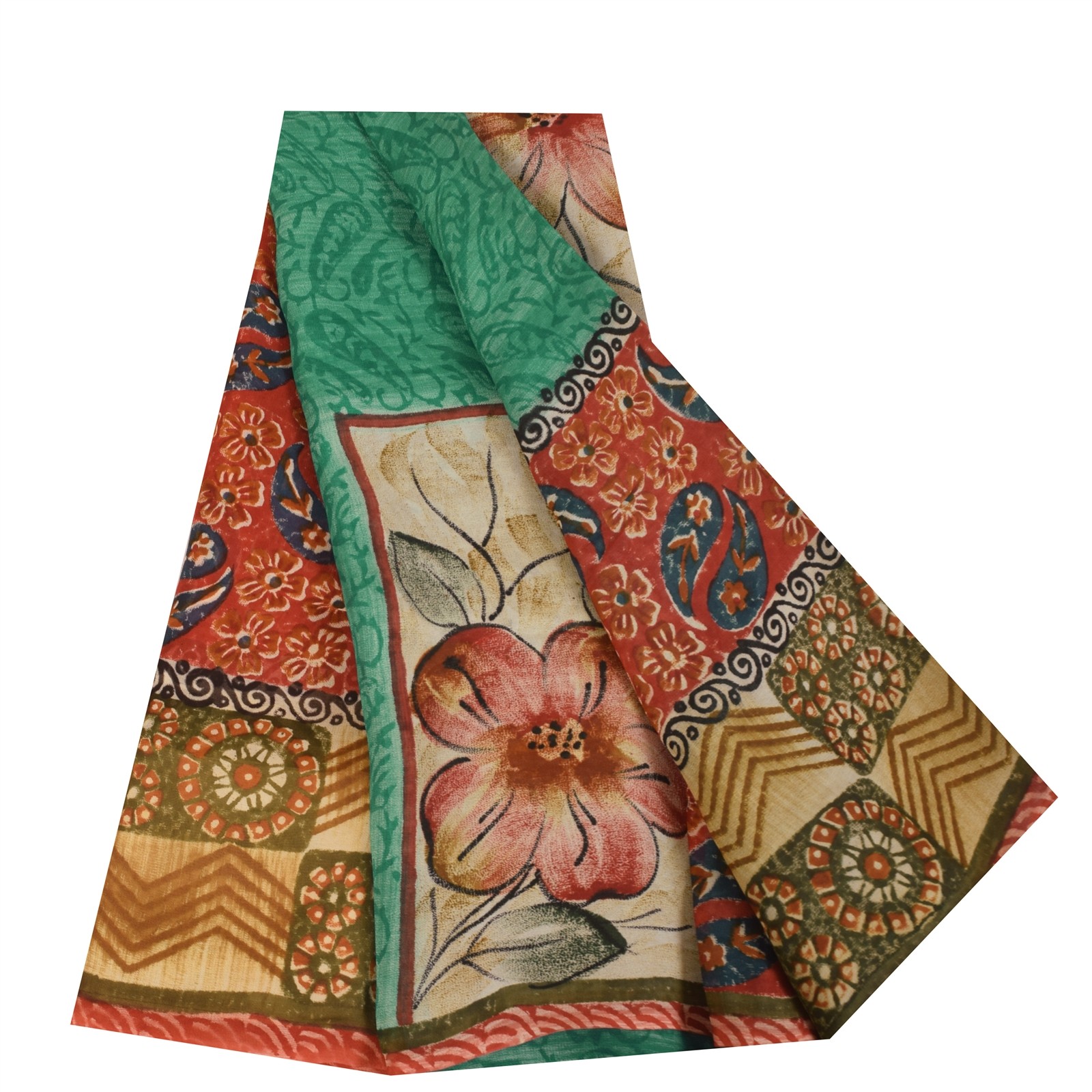 Sanskriti Vintage Printed Blend Georgette Sarees Multi Color Sari Craft Fabric