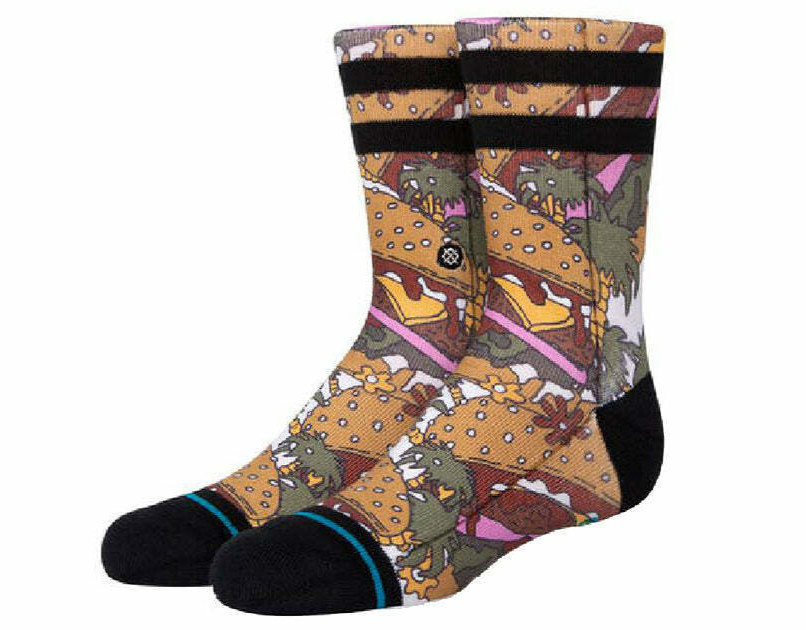 Stance Kids Multicolor Crew Polyester Cushion Palm Patty Casual Socks Sz L 3-5.5