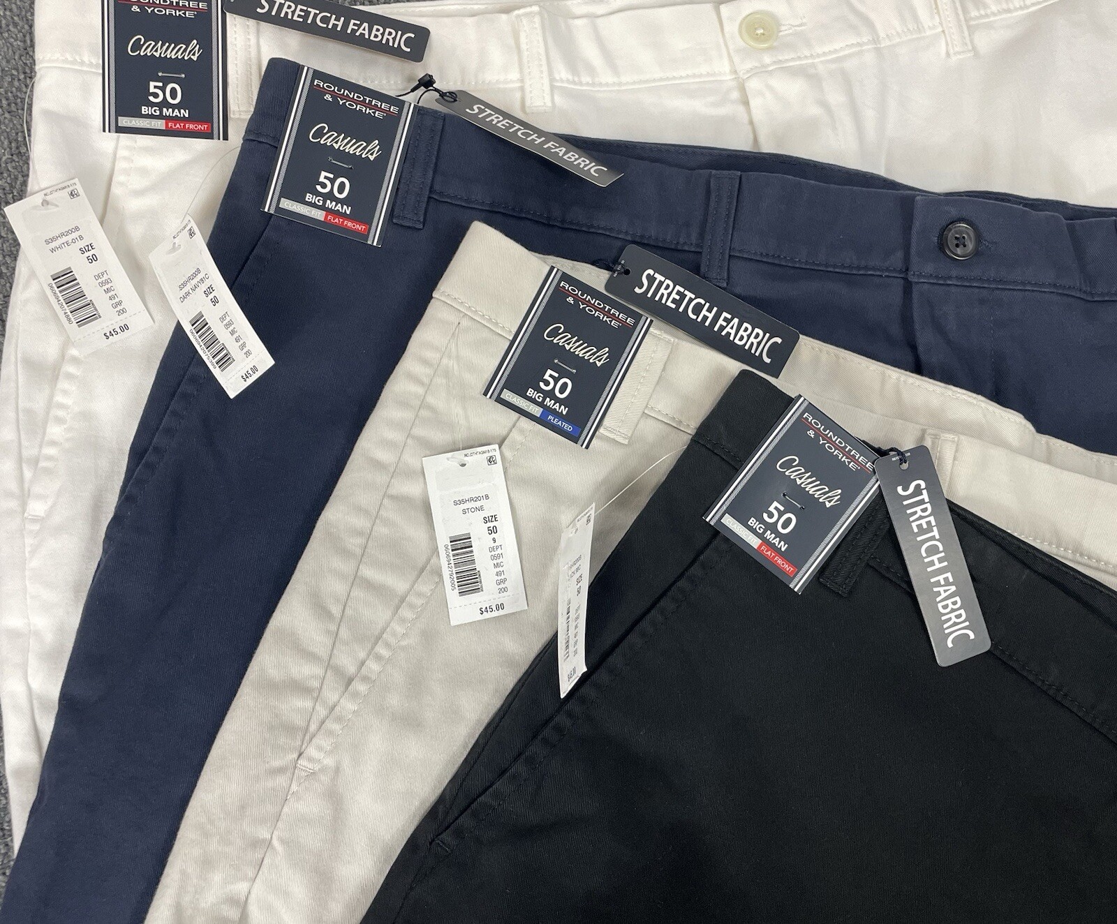 Roundtree & Yorke Big Man Shorts Size 50 CASUALS Navy, Black, Stone or White NWT