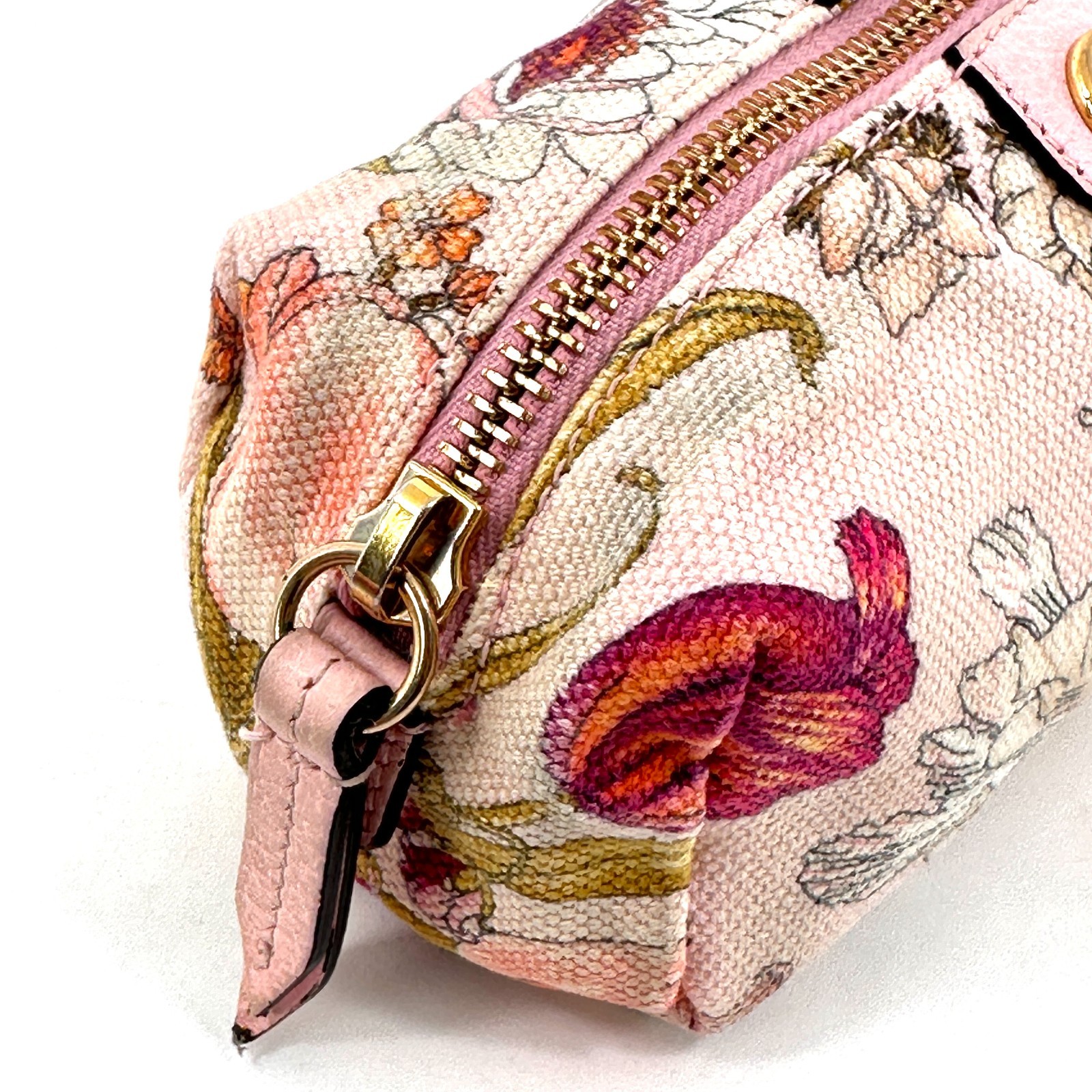 GUCCI Pouch Purse Ophidia GG Flora Pink Canvas Authentic T441