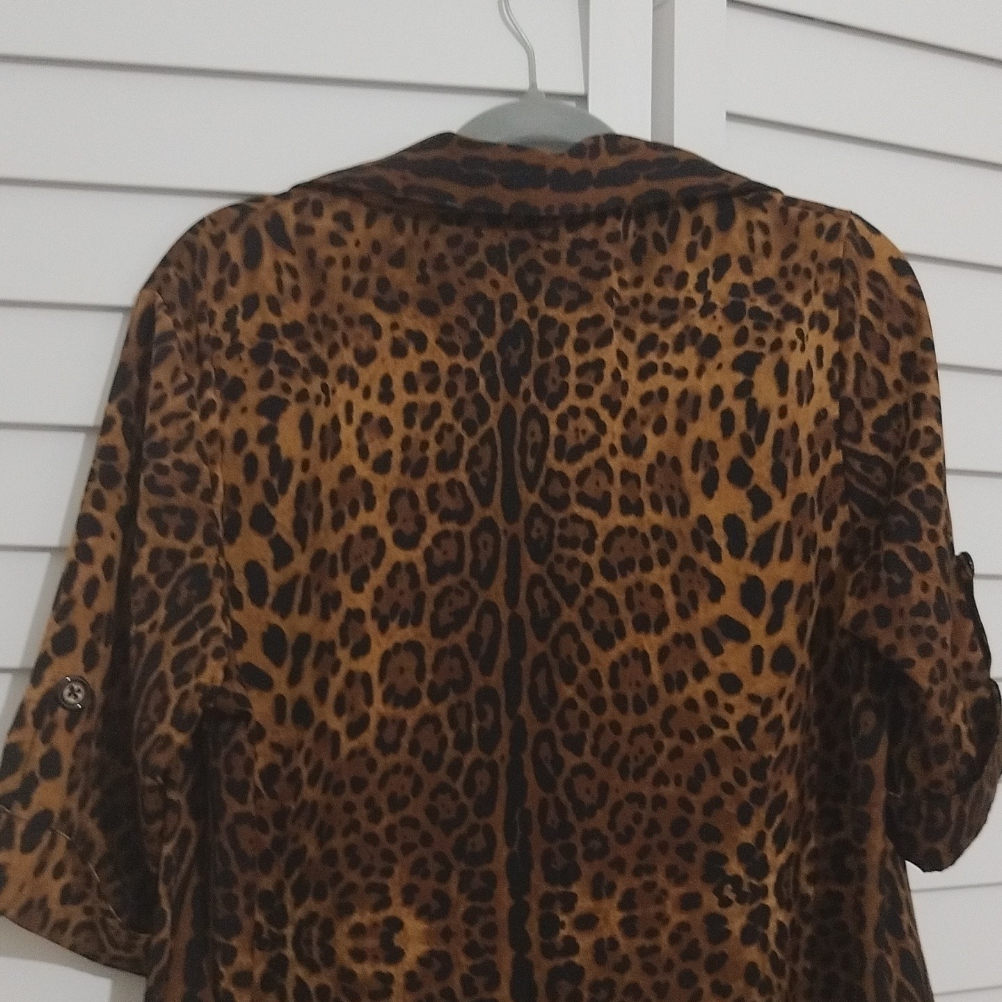 Old Navy Leopard Print Collared Button Front 3/4 Sleeve Shirt Dress M