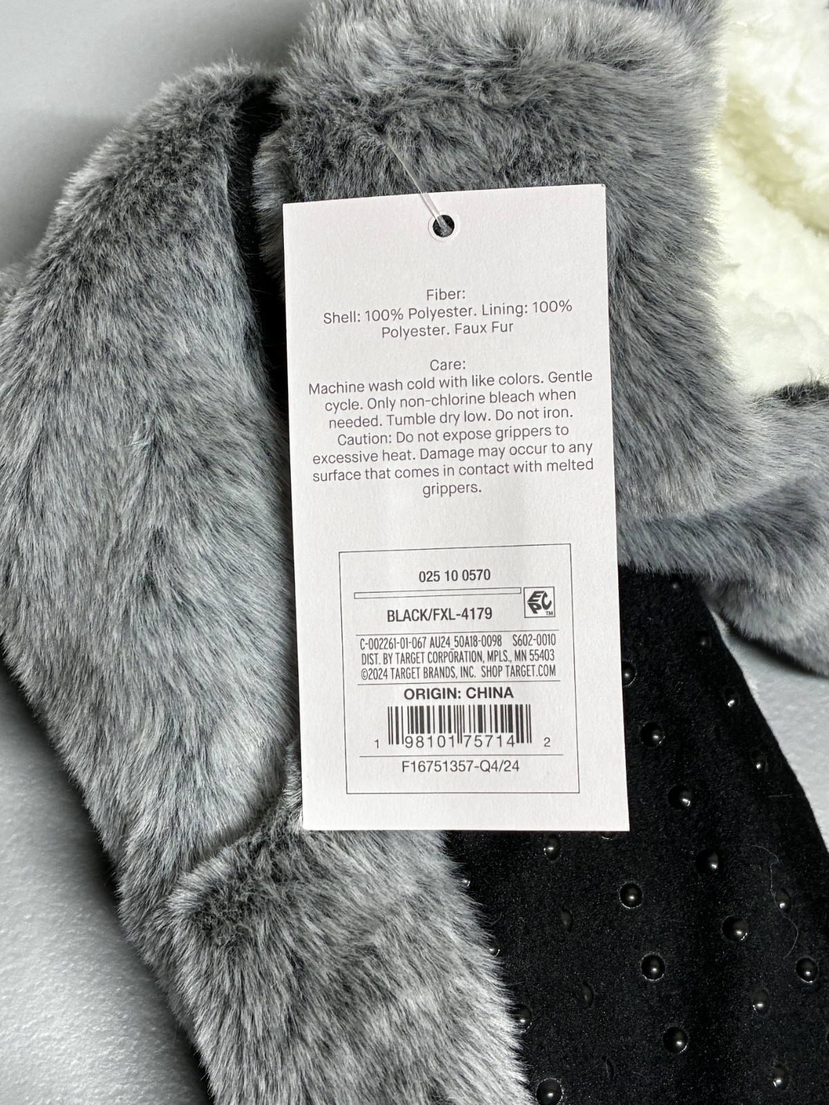 3 pack Auden Faux Fur Slipper Socks Women Gripper Bottoms