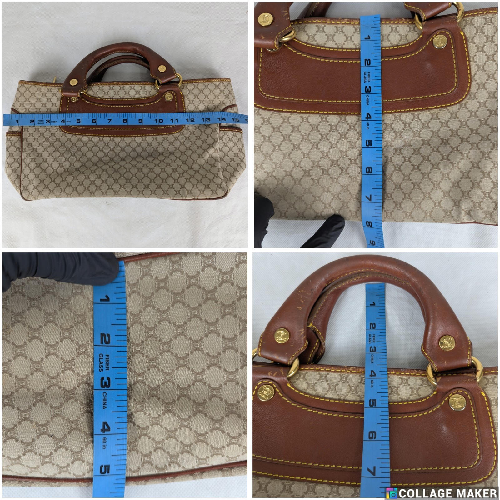 Authentic Celine Tote Bag Handbag Macadam Beige7 Vintage Based on Original Title