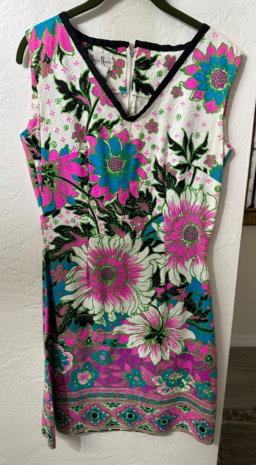 Vintage Shaker Square By Bill Sims Sleeveless Floral Dress Size 14