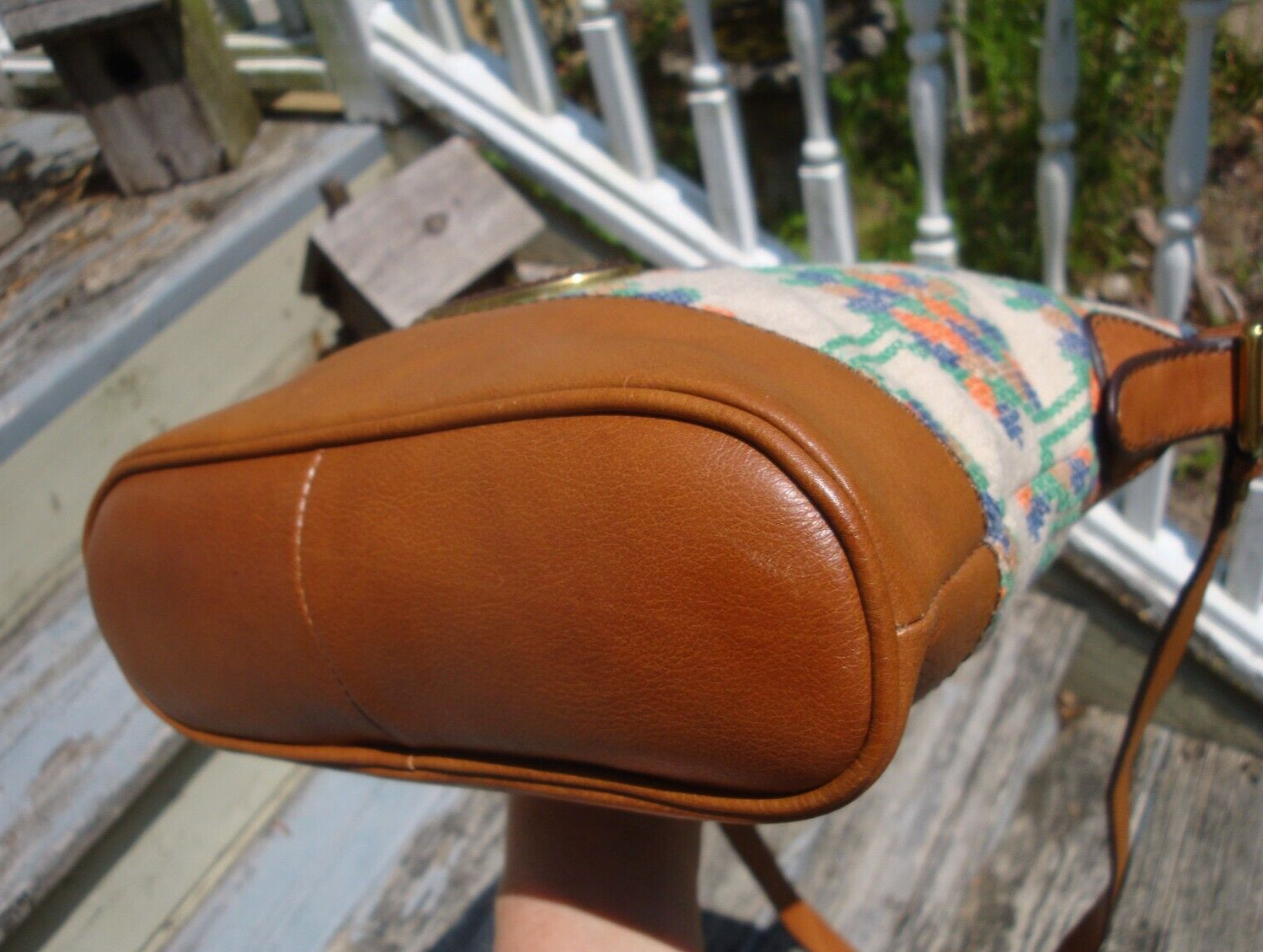 FOSSIL Brown Leather Crossbody Handbag Shoulder Boho Hobo Hippie Vintage Maddox