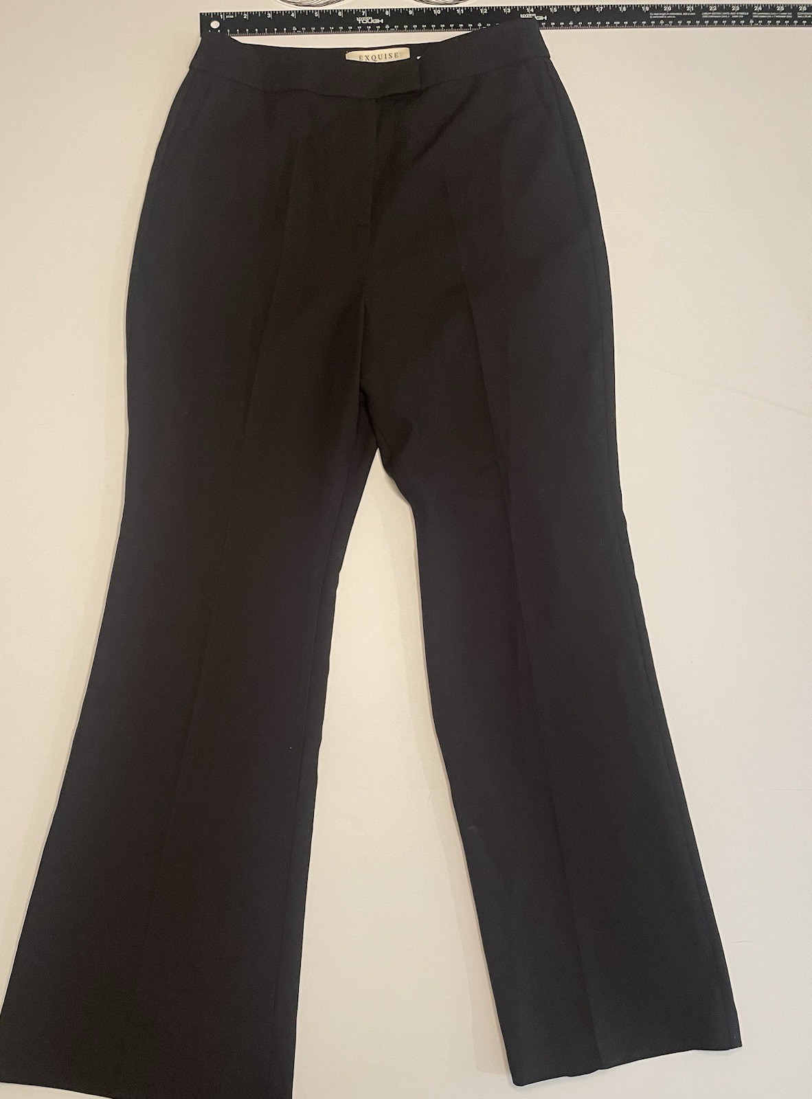 Exquise Elsie Polished Flowing Trousers Size Medium Black