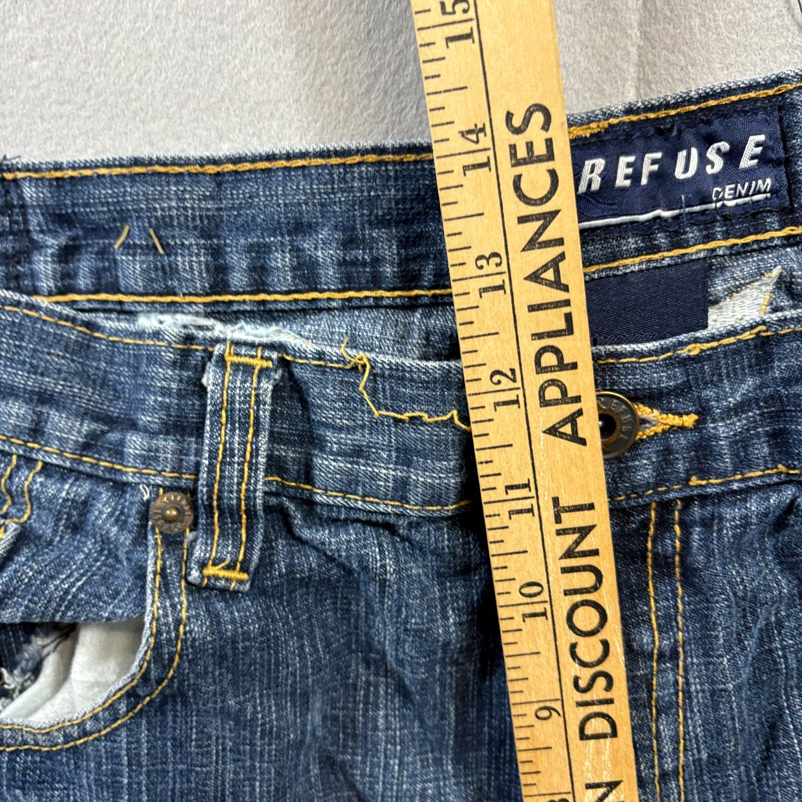 Refuse Denim Straight Leg Jeans W36 L32 Fits Like 34X31 Blue Wash Streetwear