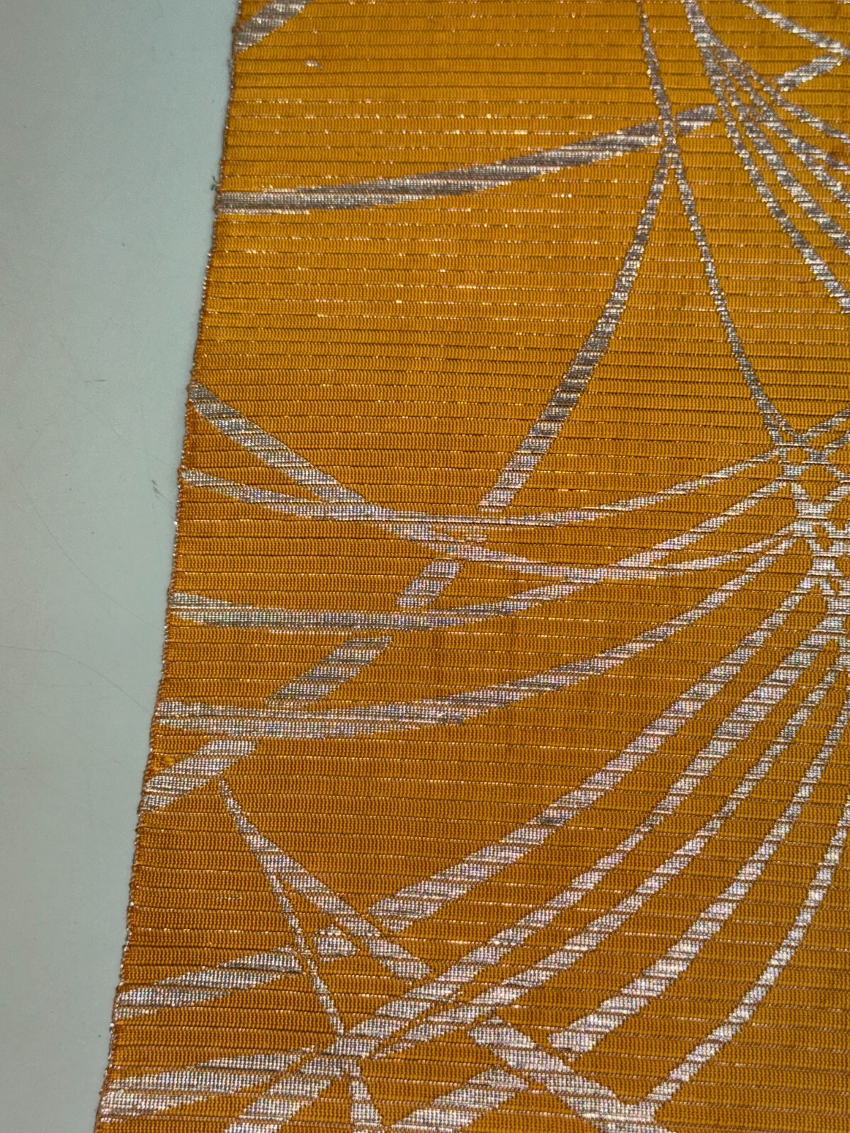 Japanese Vintage Kimono BOLT FABRIC cloth Silk Yellow Cut Sales 35.4×11.8in