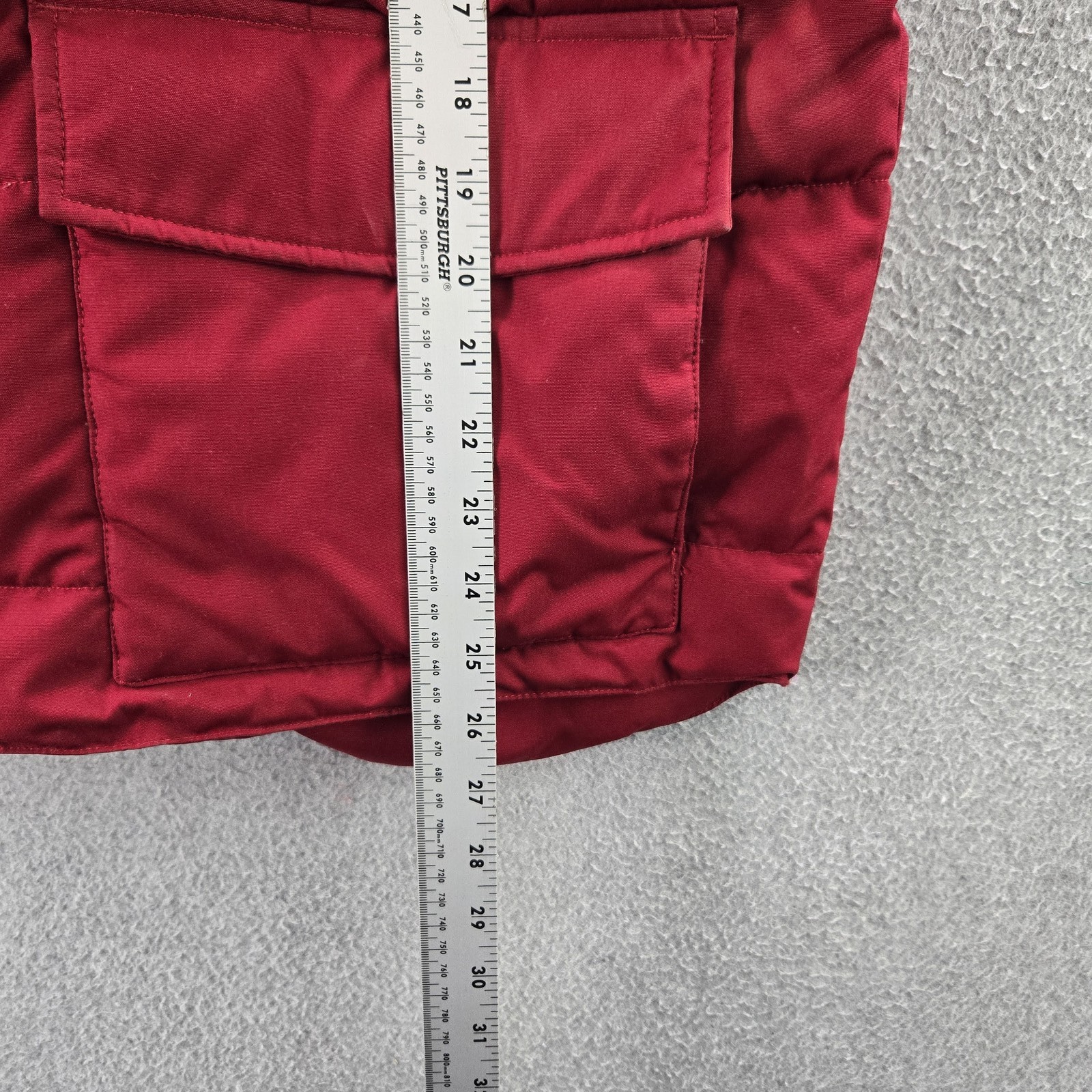 Cabela’s Men Vest XL Red Goose Down Outdoor Puffer Zipper 550 Fleece Lined