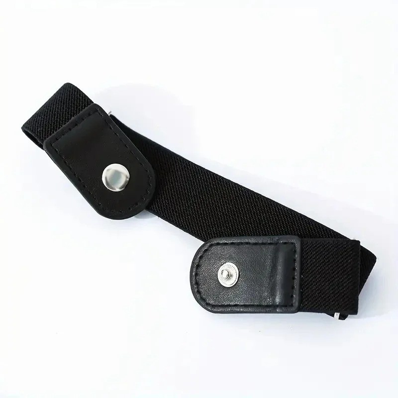 2 Pack No Buckle Elastic Belt Invisible Loop Belt for 2Pcs Brown