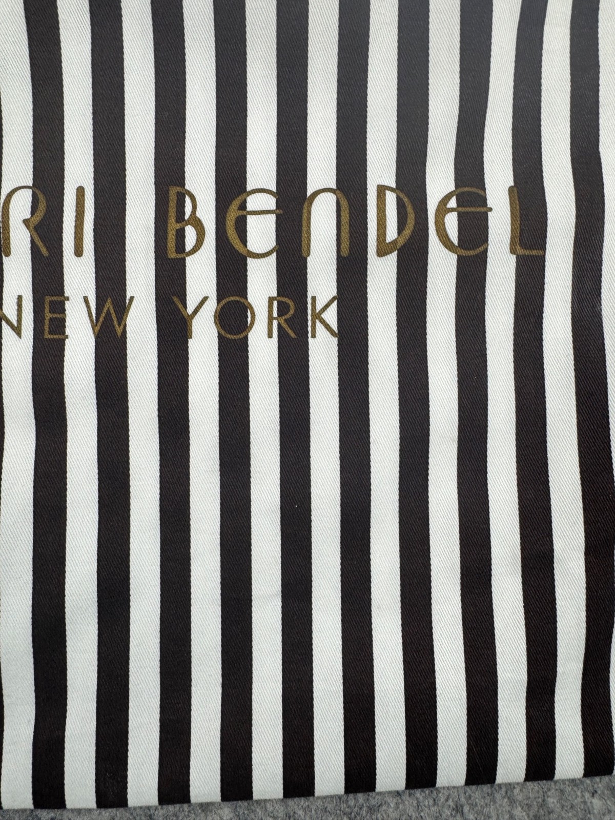 Henri Bendel Dust Bag Brown White Stripe 15×16 Drawstring