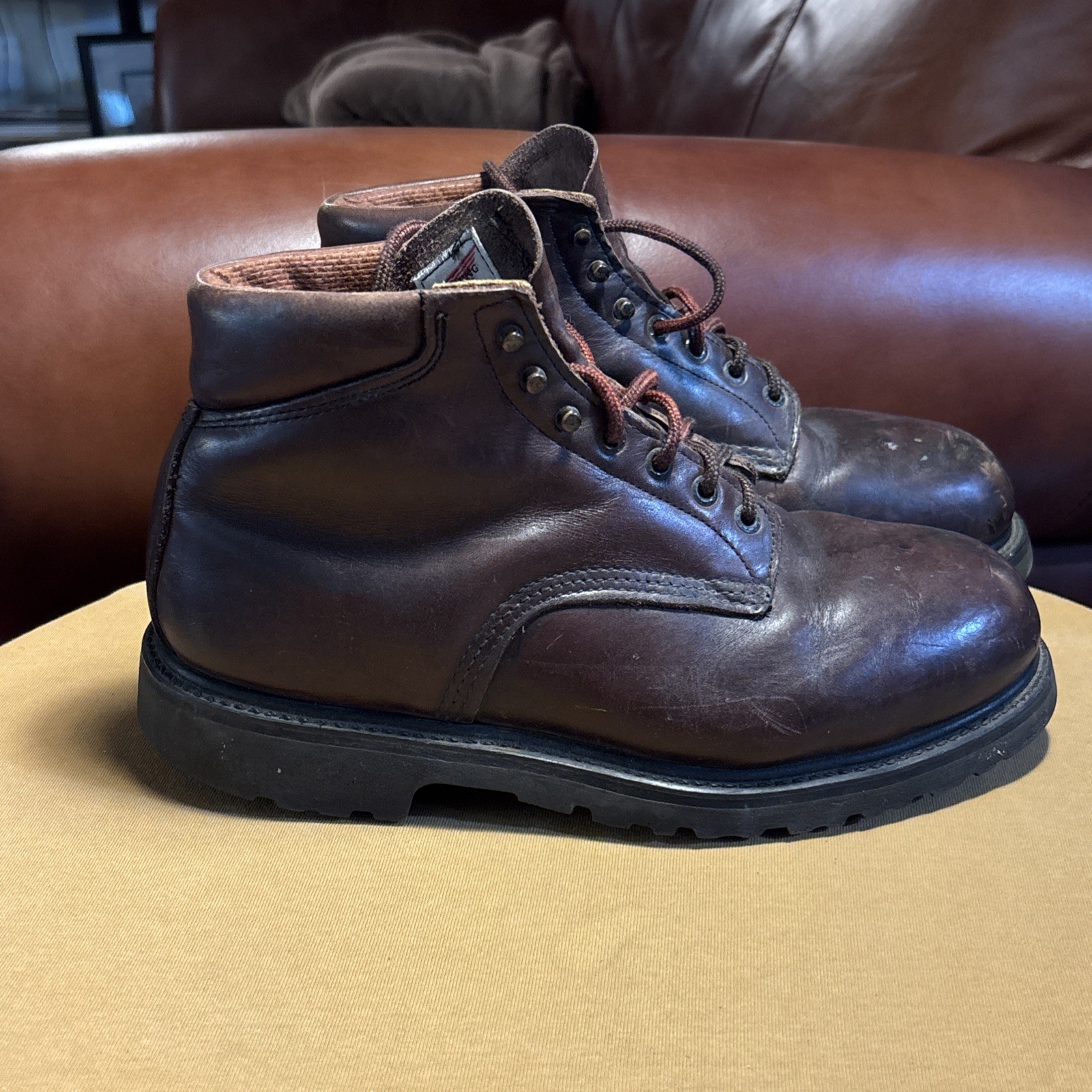 Red Wing ANSI Z41 PT91 M1/75 C/75 Men’s Brown Leather Steel Toe Boots Size 10 EE