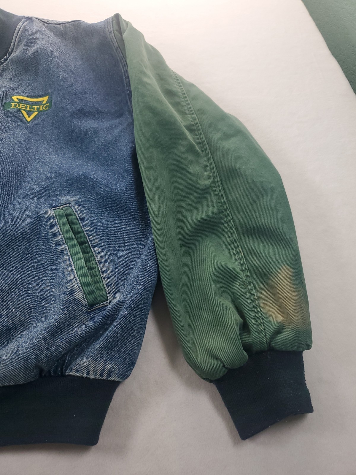 Vintage Hartwell Denim Varsity Bomber Jacket Deltic Logo Size XL