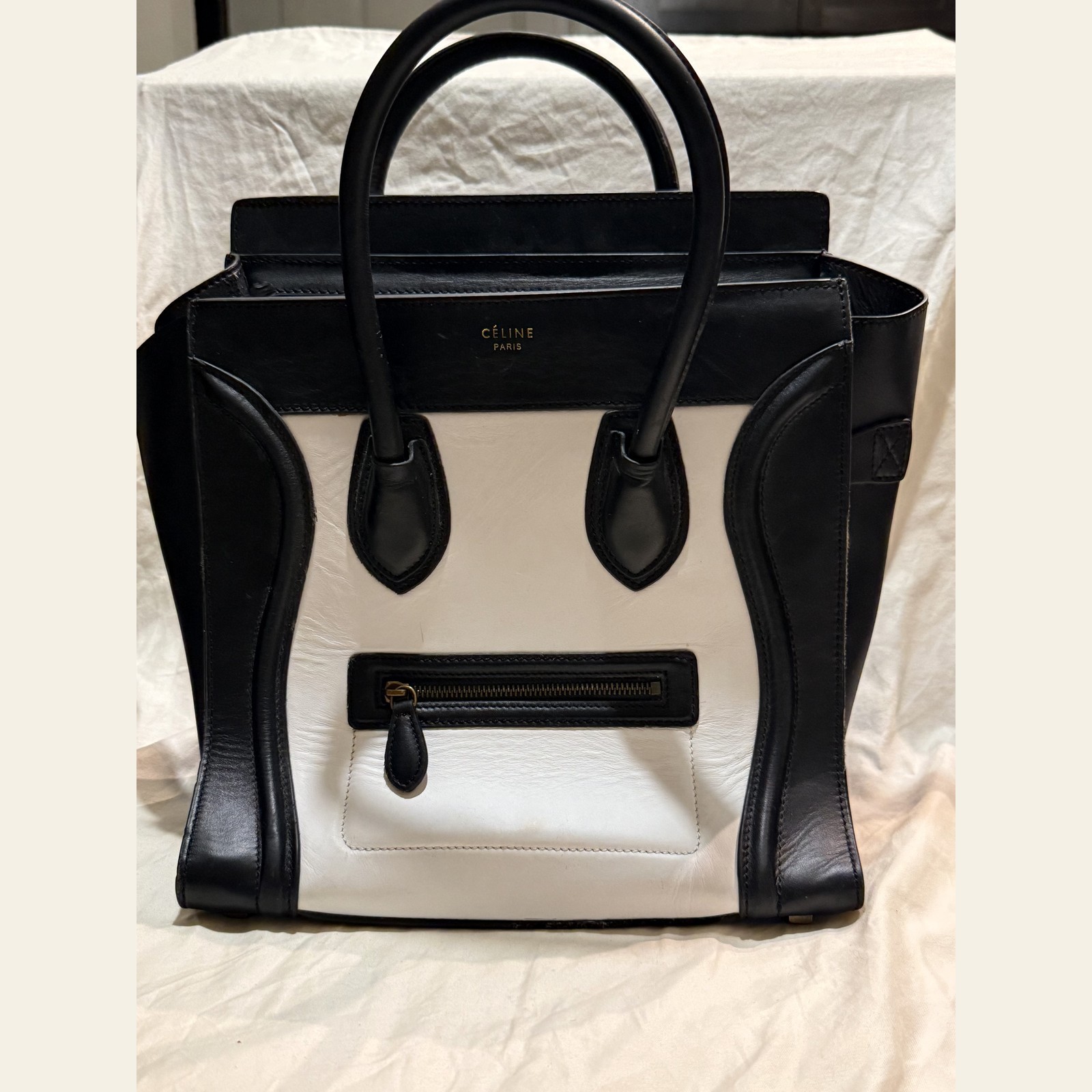 Celine Mini Luggage Tote Black White Bicolor Calfskin Phoebe Philo Era