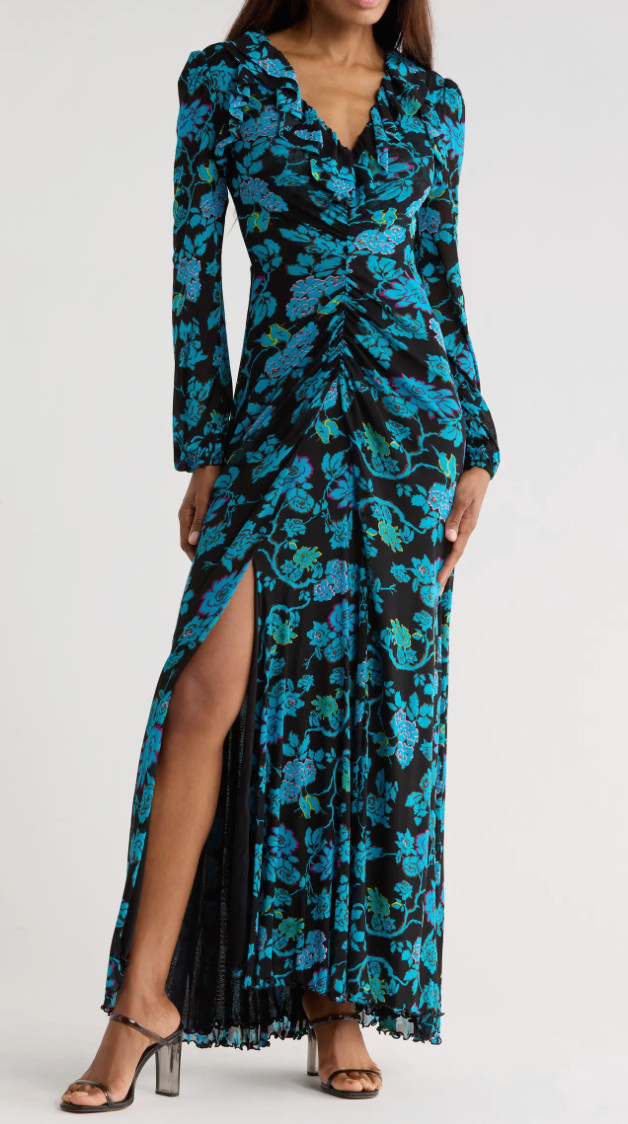 Diane von Furstenberg DVF Size Large, “Sean” gown maxi ankle length Dress, EUC