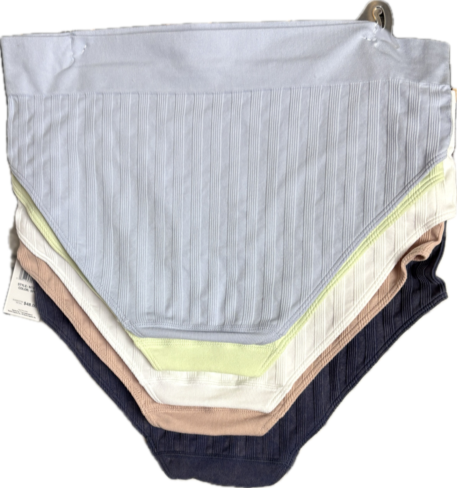 Nautica XL Assorted Colors Striped Ribbed Pattern Seamless Hipster Panties-5 Pk